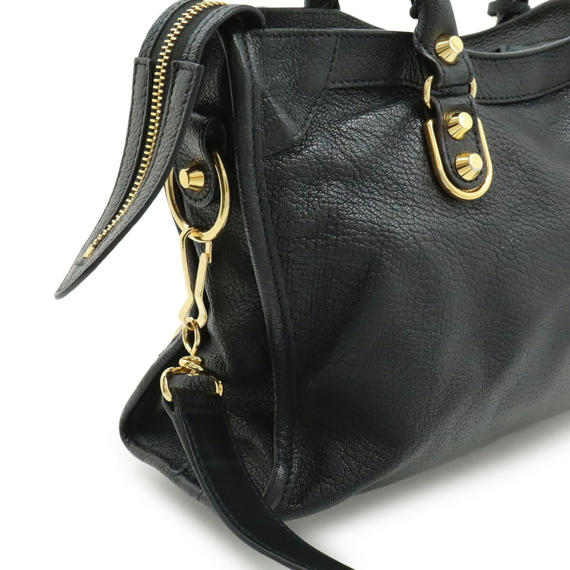 Balenciaga Black Leather Handbag Shoulder Bag (Pre-Owned)