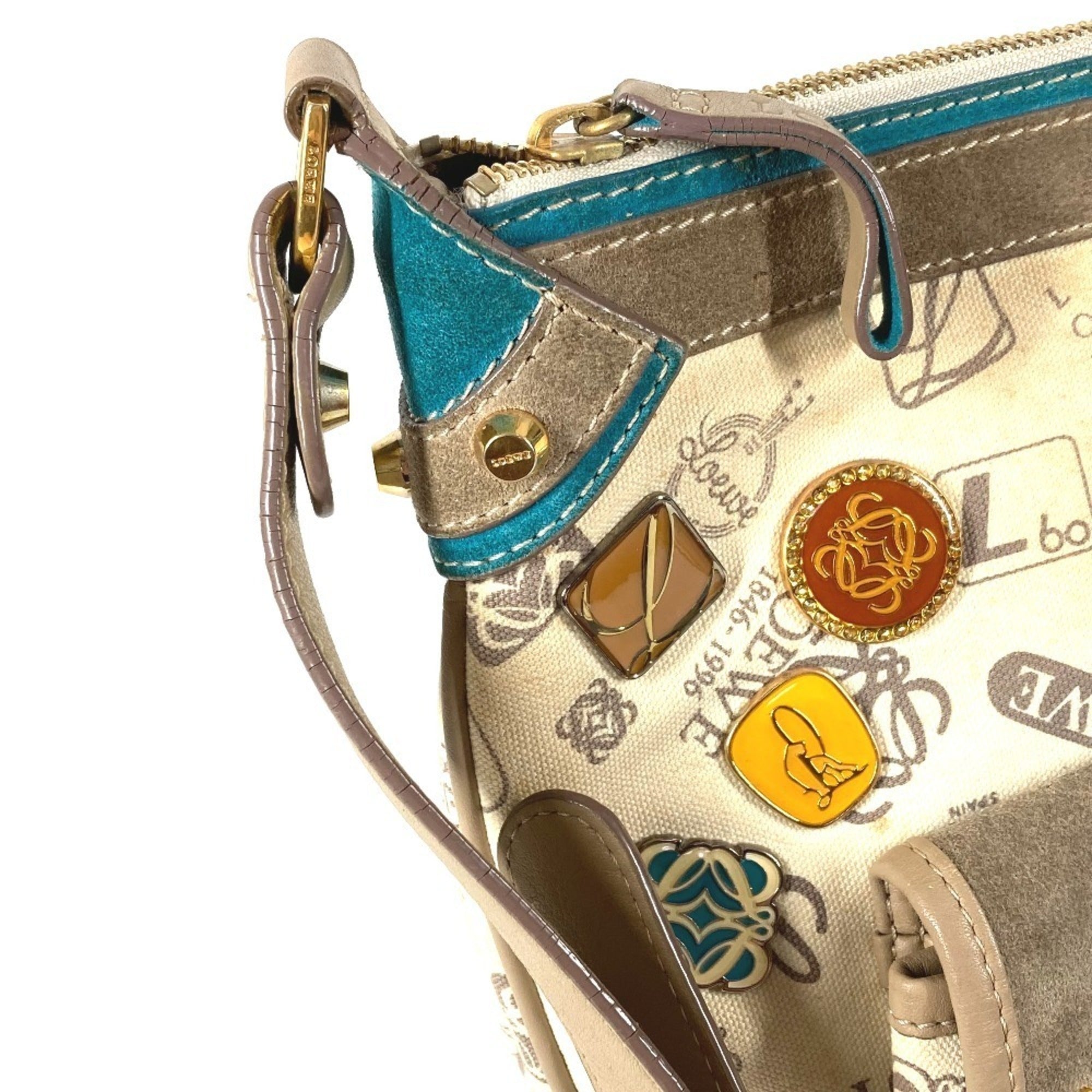 Loewe Beige Multi-Color Leather Canvas Pochette Shoulder Bag (Pre-Owned)