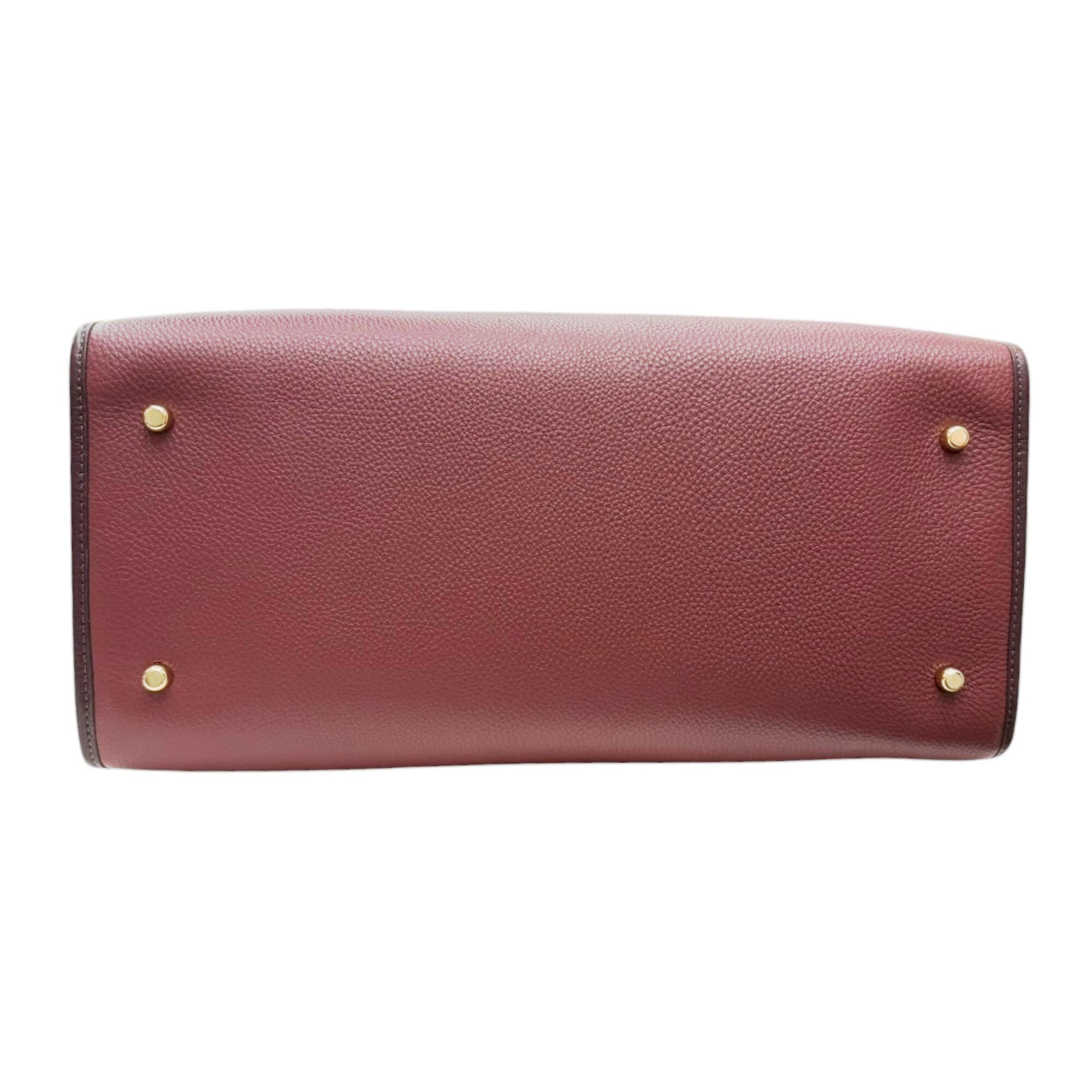 Coach Red Color Wine Leather Canvas Tote Bag (Pre-Owned)