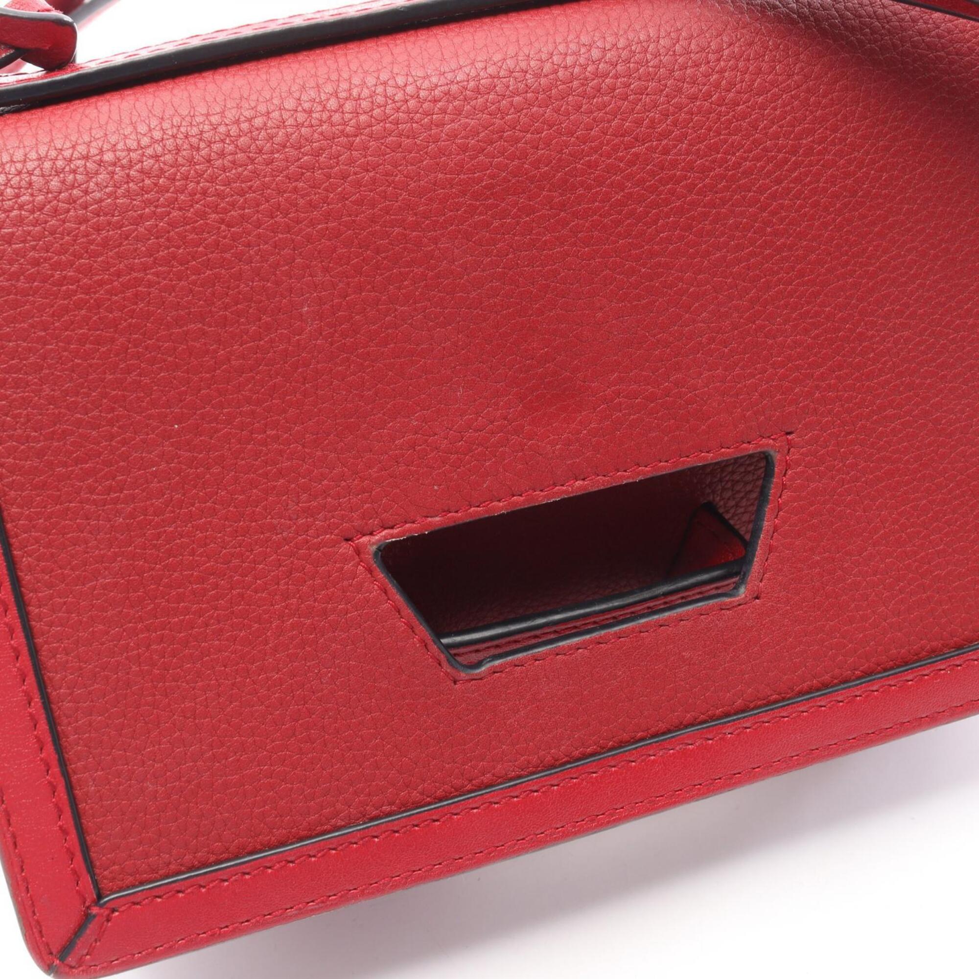 Loewe Red Color Leather Handbag Shoulder Bag (Pre-Owned)