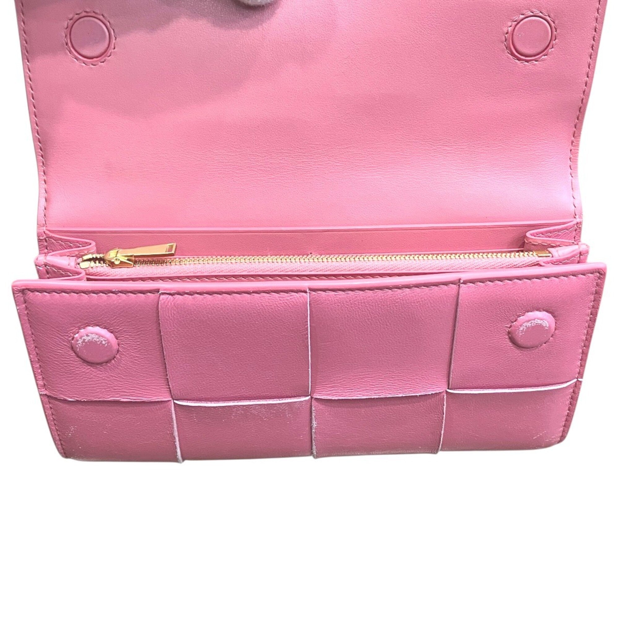 Bottega Veneta Pink Leather Long Wallet (Bi-Fold) (Pre-Owned)