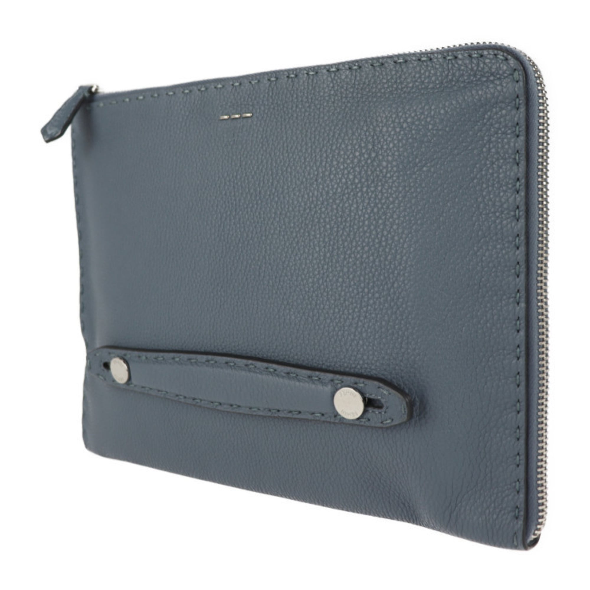 Fendi Selleria Leather Clutch Bag Handbag (Pre-Owned)