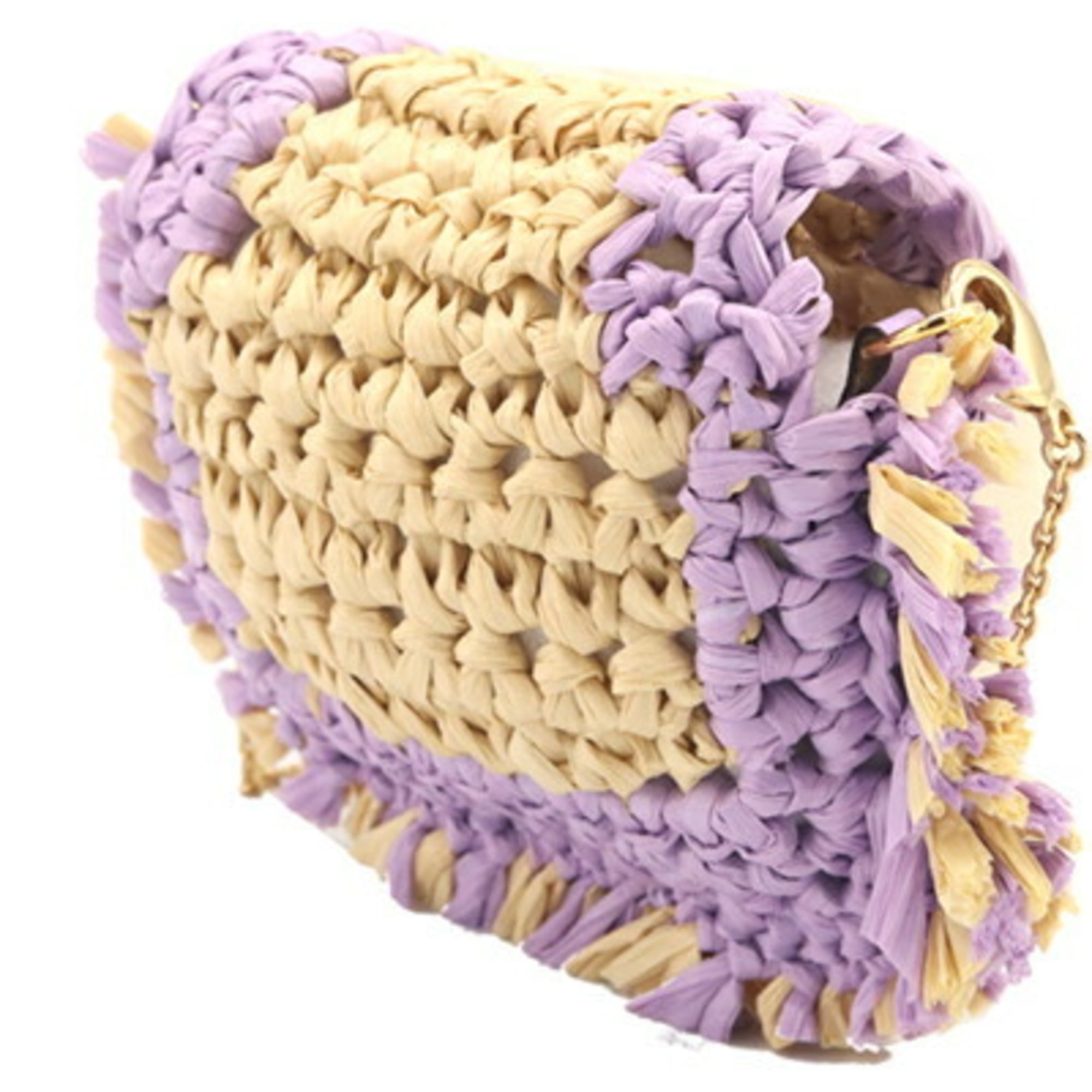 Fendi Raffia Leather Metal Pochette Pouch (Pre-Owned)