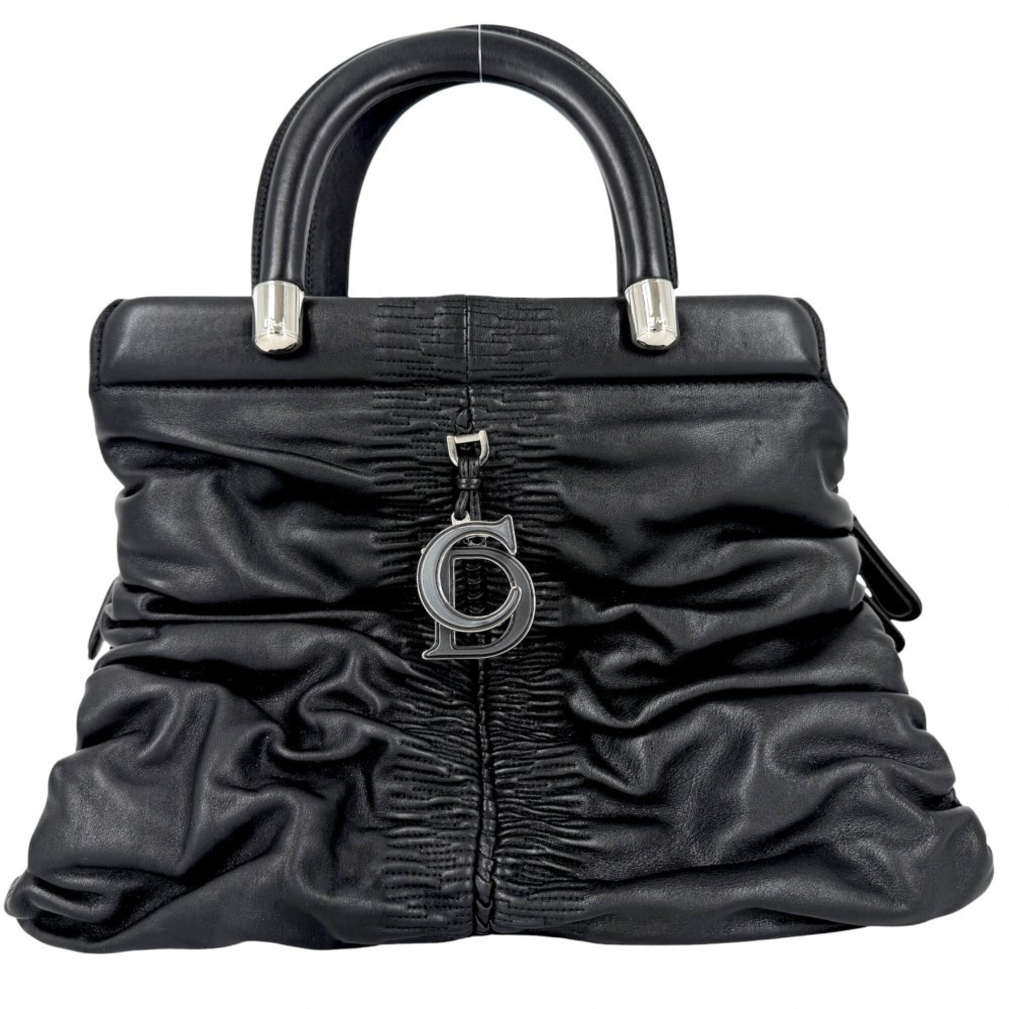 Christian Dior Black White Leather Handbag (Pre-Owned)