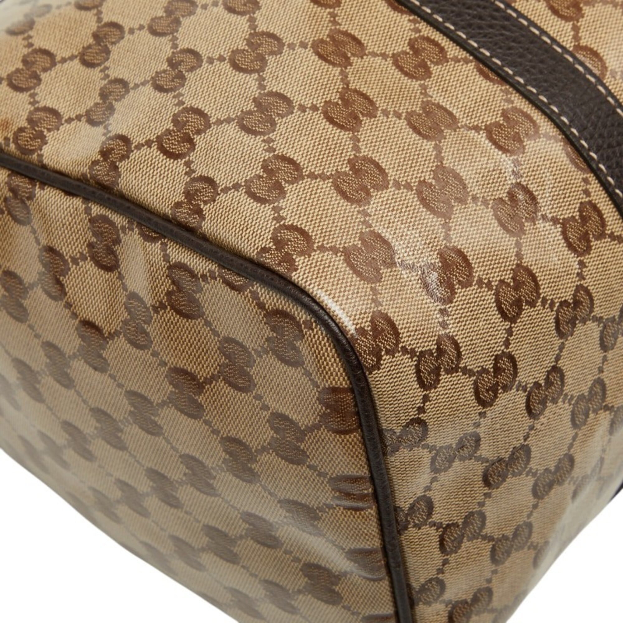 Gucci Beige Brown Pvc Leather Boston Bag Handbag (Pre-Owned)