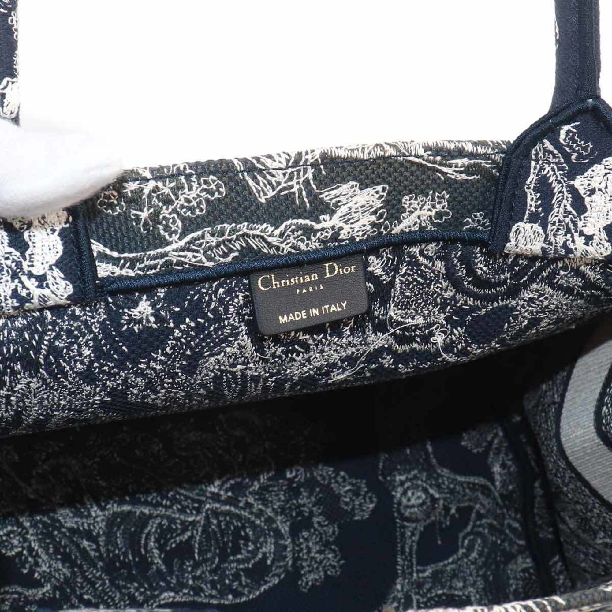 Christian Dior Navy Canvas Handbag Tote Bag (Pre-Owned)