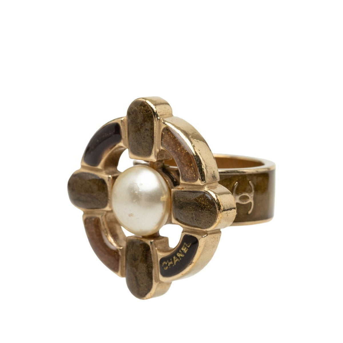 Chanel Gold Brown Band Ring (Pre-Owned)