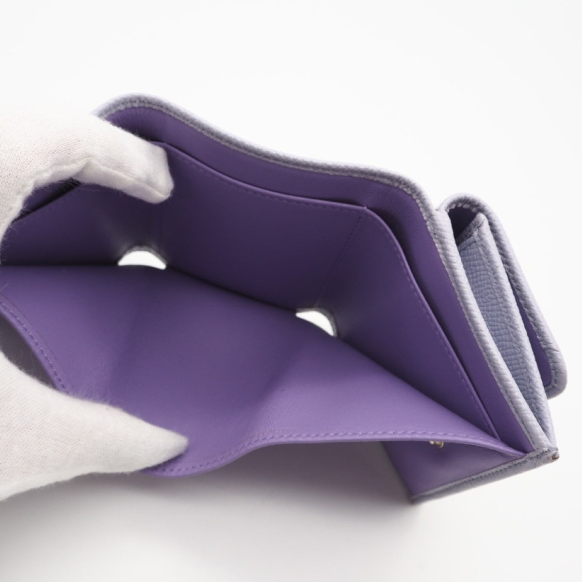 Bvlgari Purple Leather Wallet (Tri-Fold) (Pre-Owned)