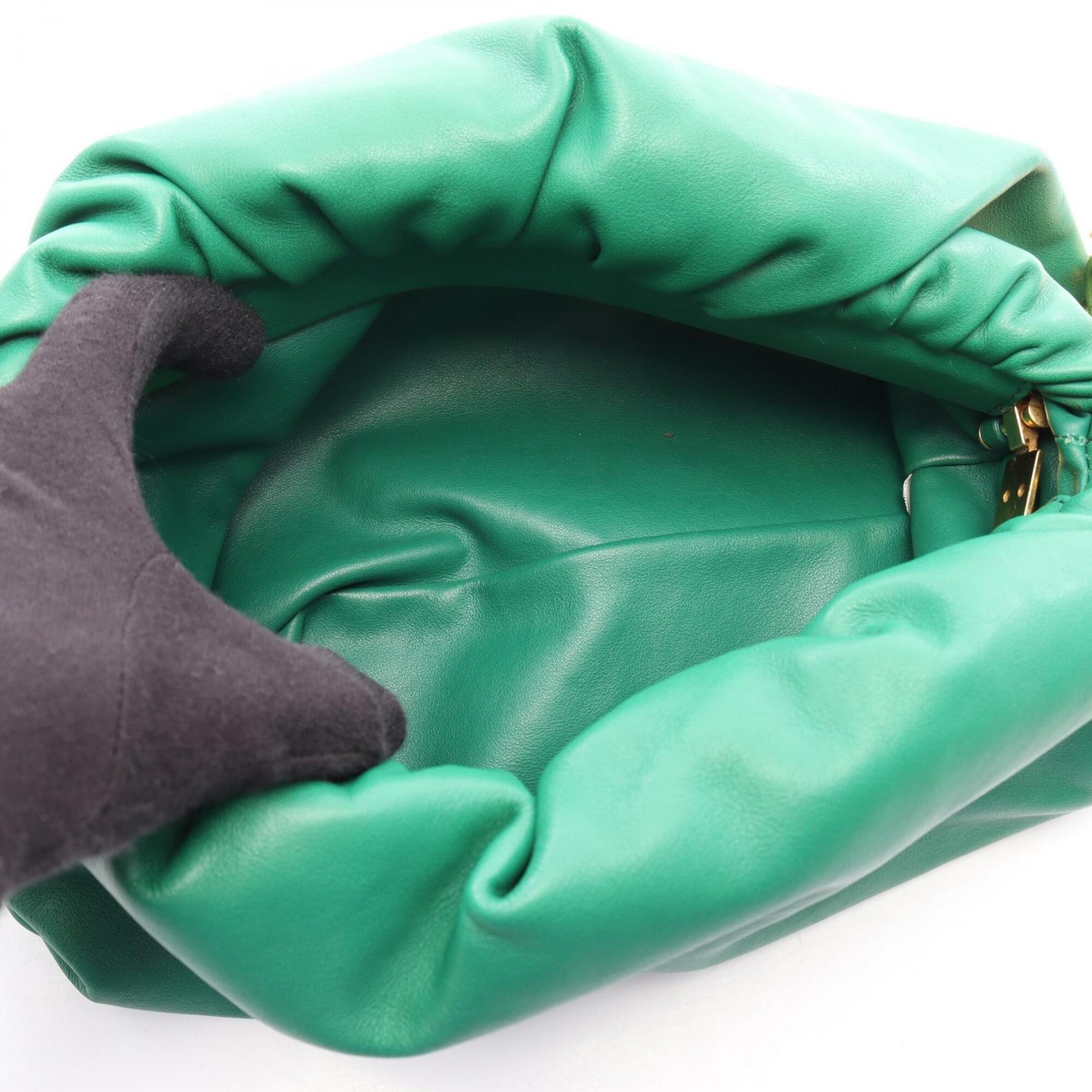 Bottega Veneta Green Leather Handbag Pouch Shoulder Bag (Pre-Owned)
