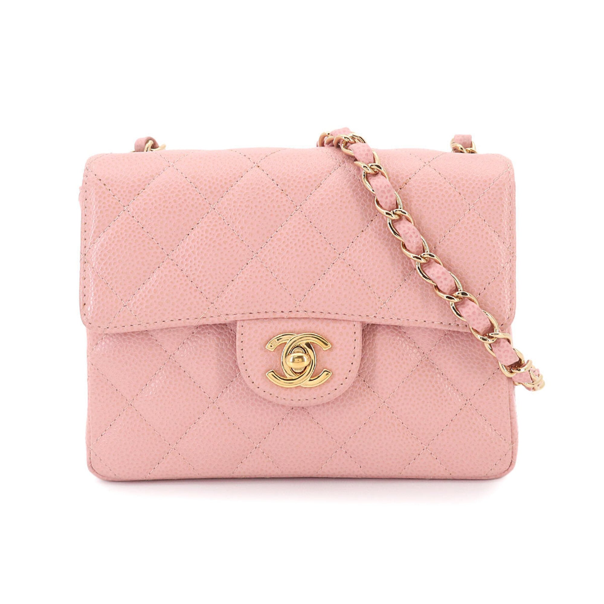 Chanel Pink Grained Calfskin Shoulder Bag (Pre-Owned)
