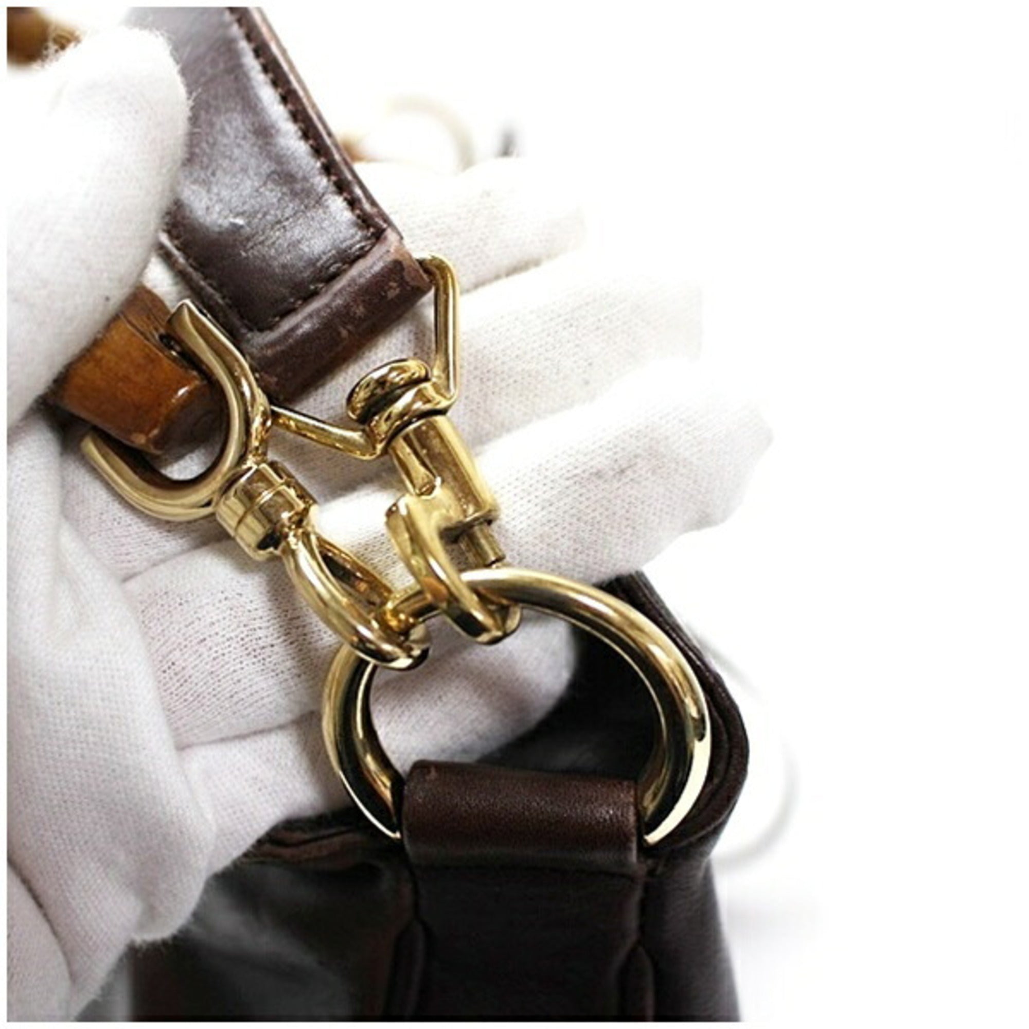 Gucci Brown Gray Leather Shoulder Bag (Pre-Owned)