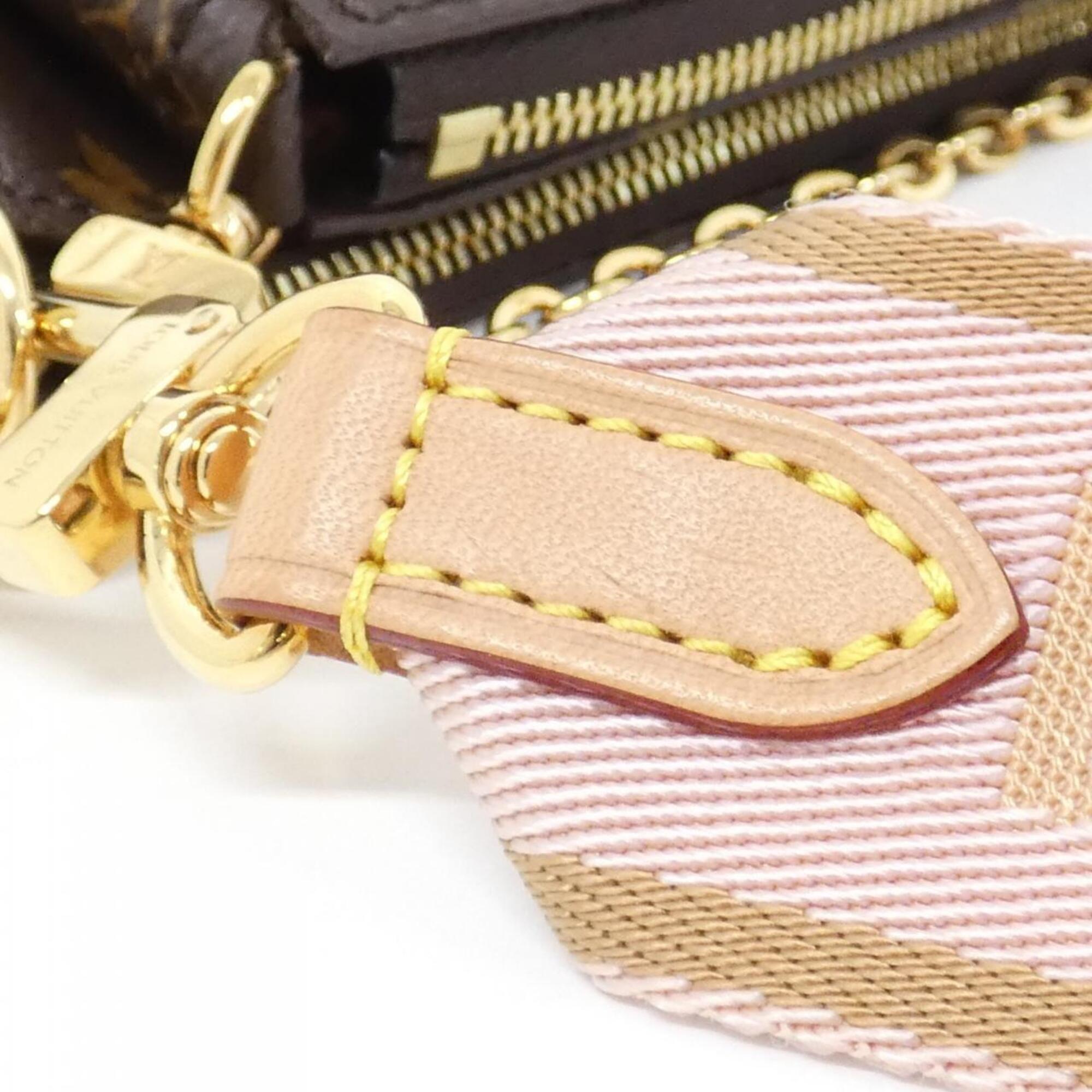 Louis Vuitton Marron Rose Clair Coated Canvas Pochette Pouch Shoulder Bag (Pre-Owned)