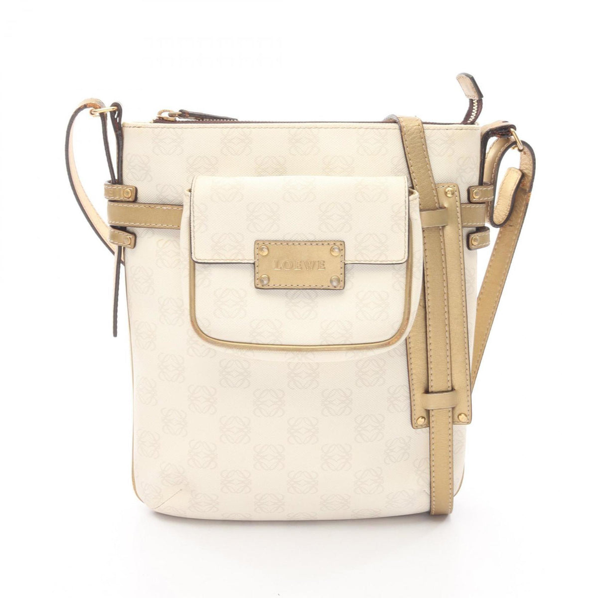 Loewe White Coated Canvas Leather Shoulder Bag (Pre-Owned)