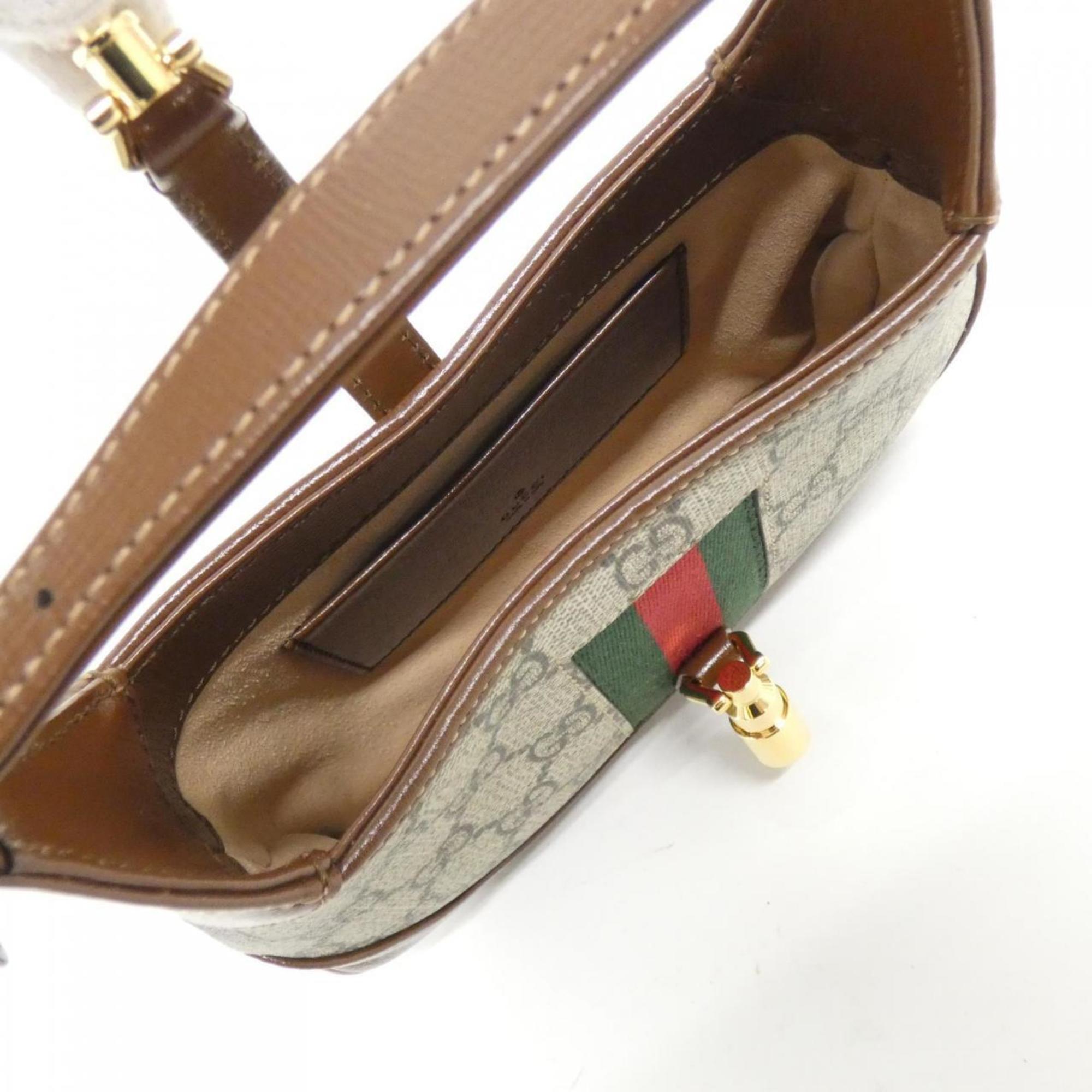 Gucci Beige Brown Gg Supreme Leather Handbag (Pre-Owned)
