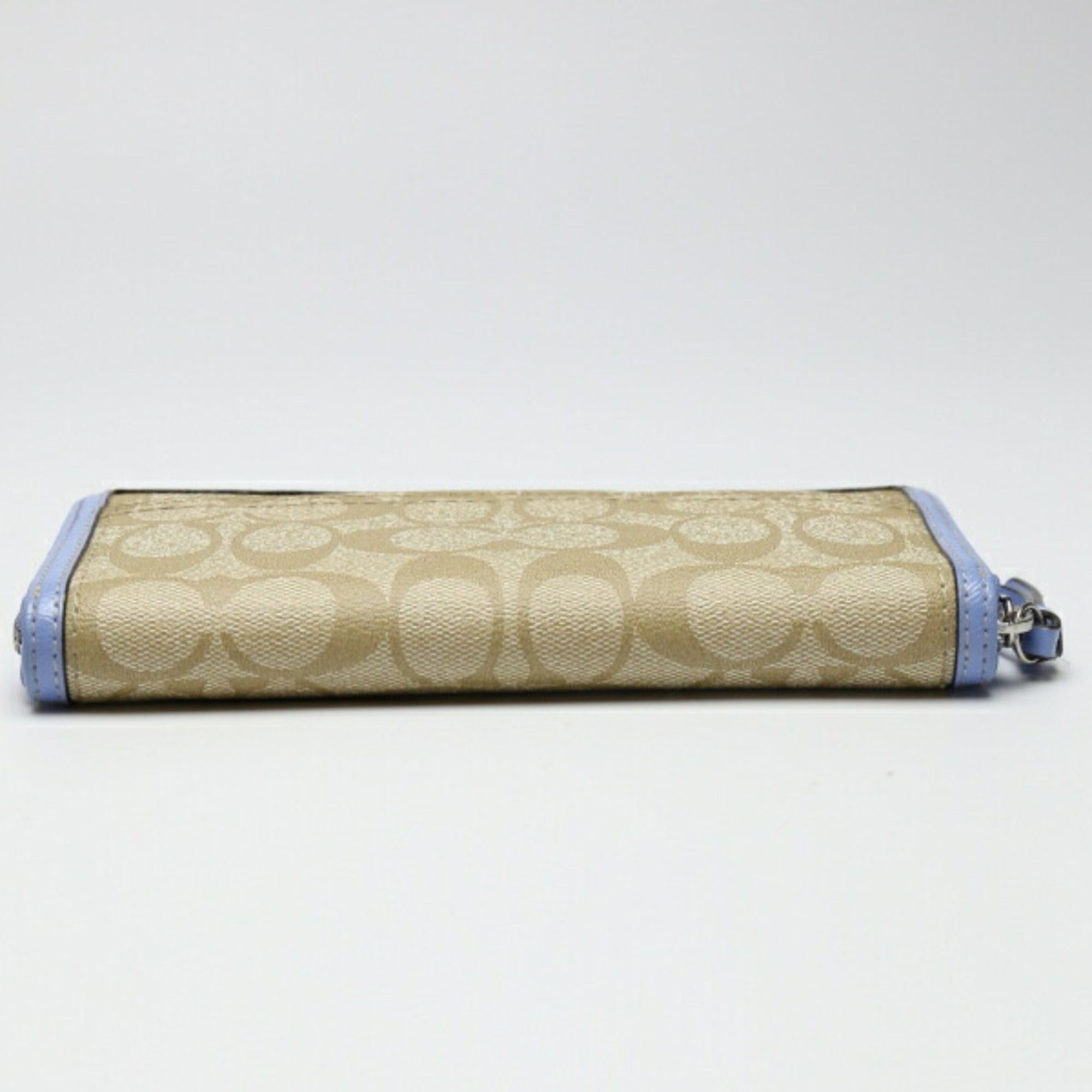 Coach Beige Light Blue Pvc Long Wallet (Bi-Fold) (Pre-Owned)