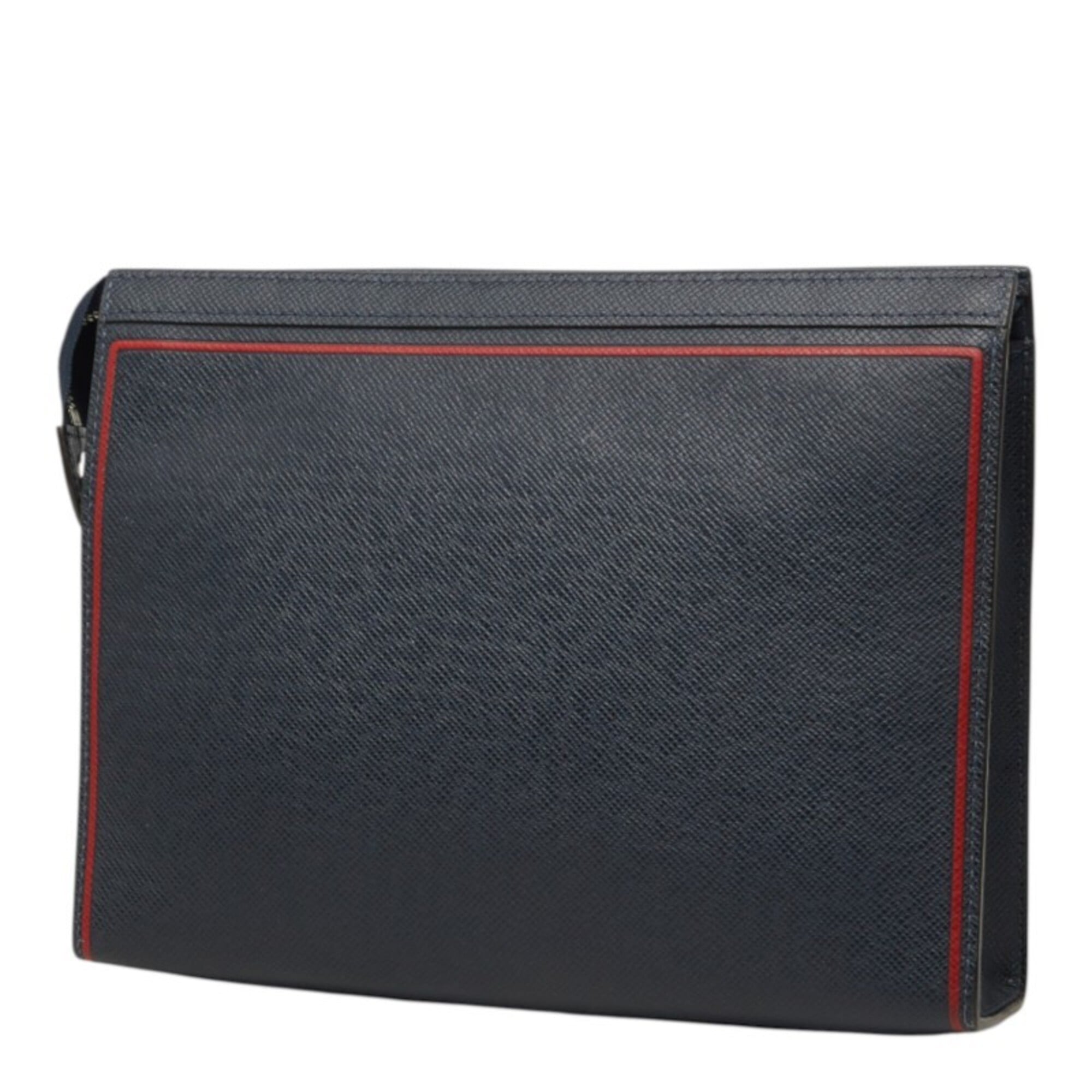 Louis Vuitton Navy Navy Blue Leather Clutch Bag Pochette (Pre-Owned)