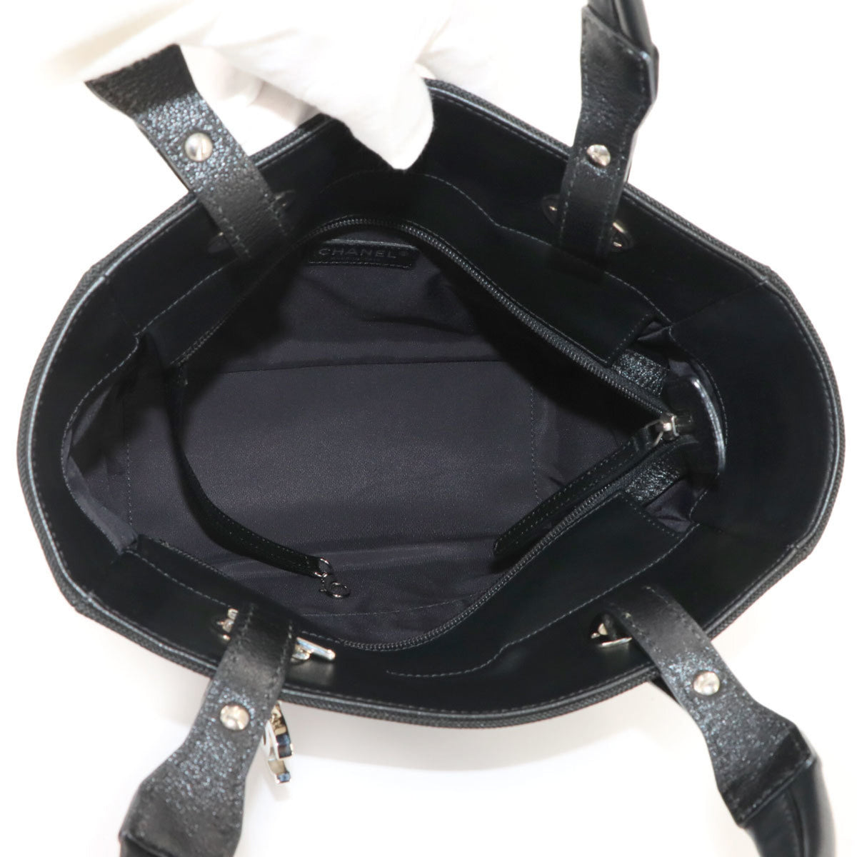 Chanel Black Nylon Pvc Leather Handbag Tote Bag (Pre-Owned)