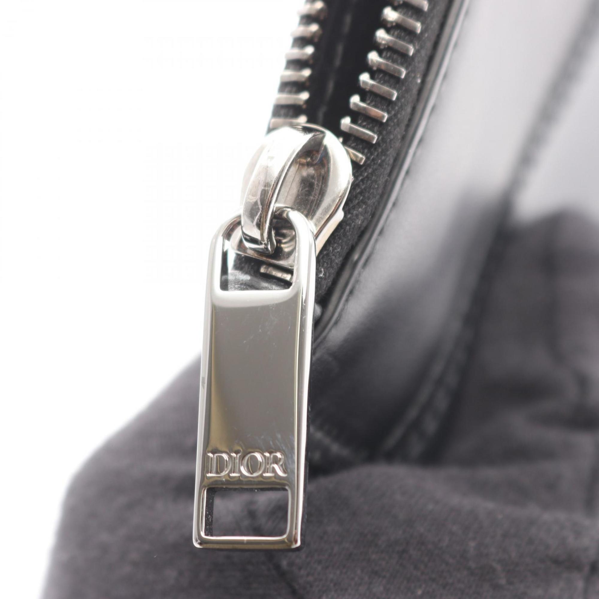 Christian Dior Black Gray Leather Clutch Bag (Pre-Owned)
