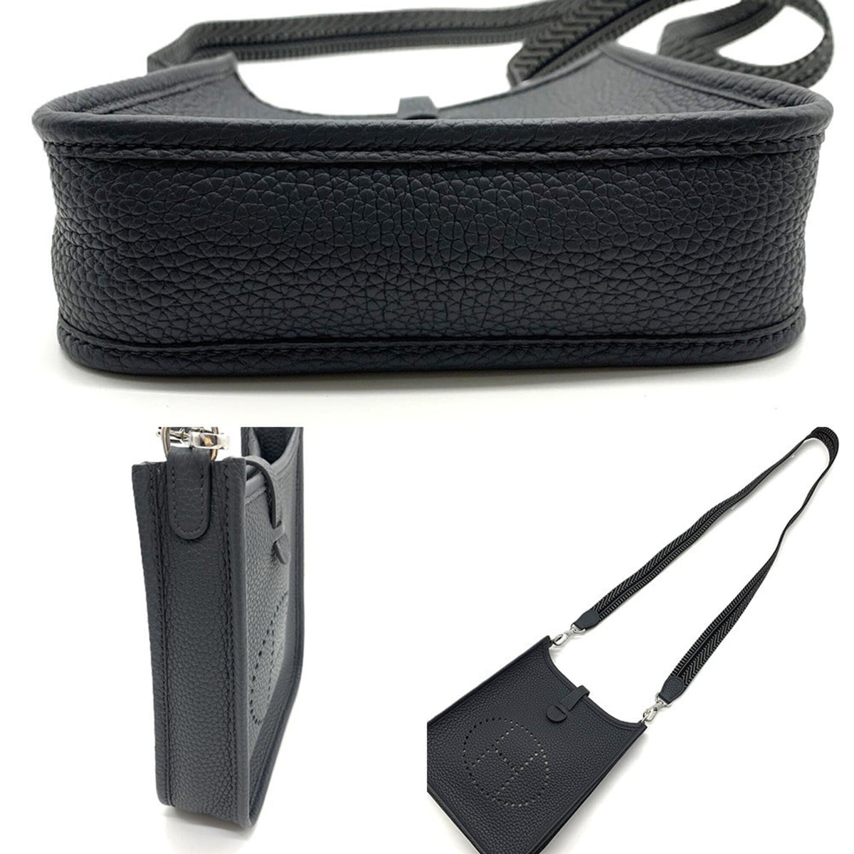 Hermes Evelyne Gray Taurillon Clemence Leather Shoulder Bag (Pre-Owned)