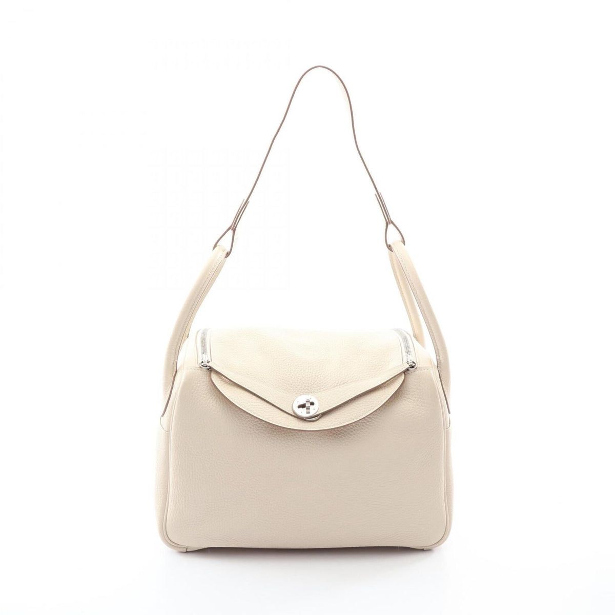 Hermes Ivory Taurillon Clemence Leather Handbag Shoulder Bag (Pre-Owned)
