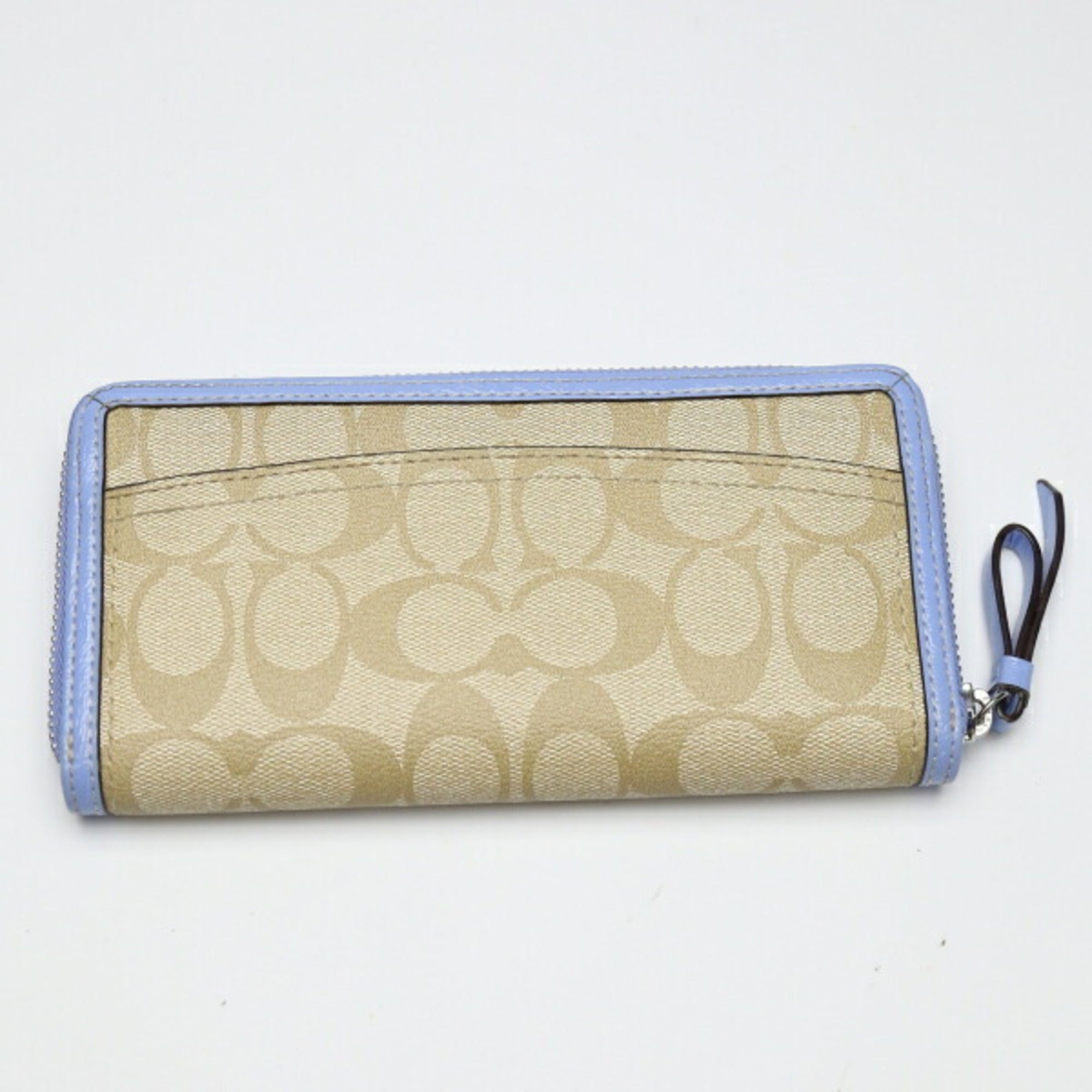 Coach Beige Light Blue Pvc Long Wallet (Bi-Fold) (Pre-Owned)
