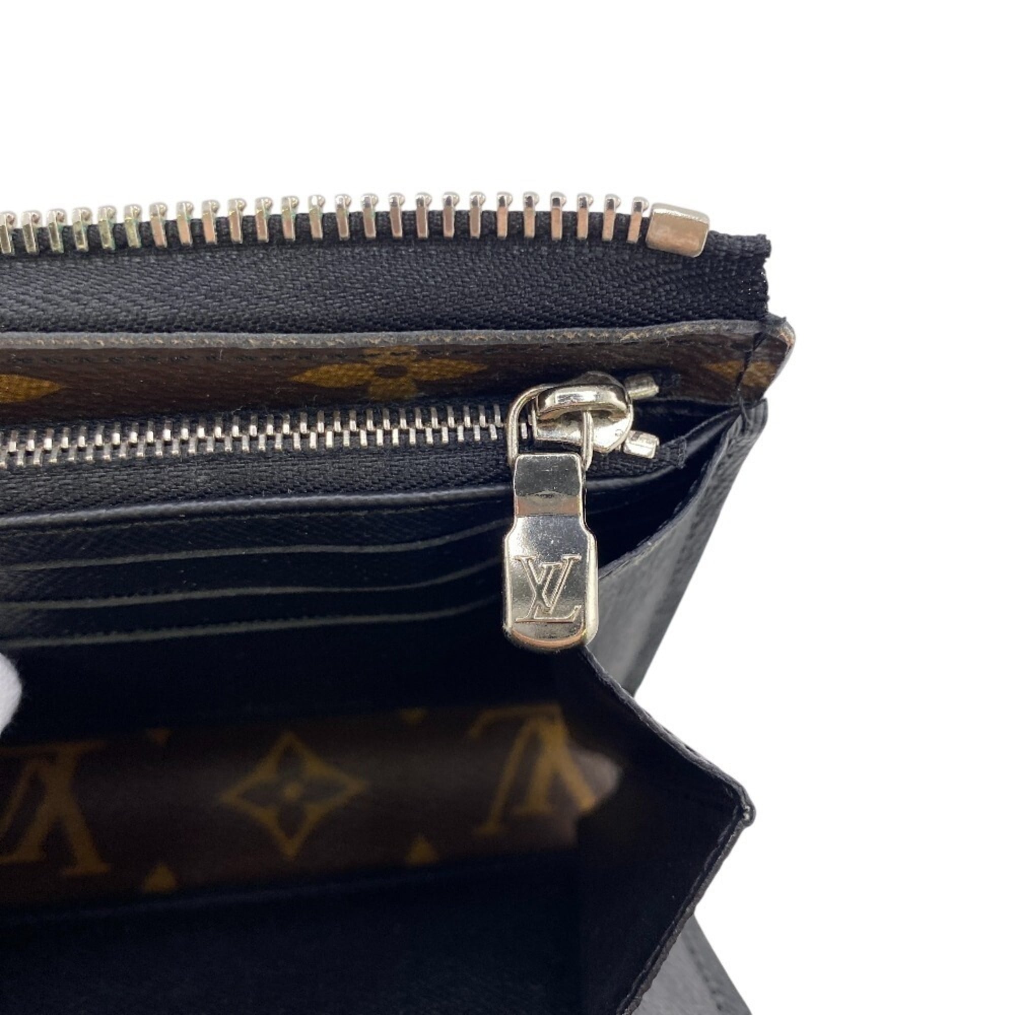 Louis Vuitton Brown Monogram Leather Long Wallet (Bi-Fold) (Pre-Owned)