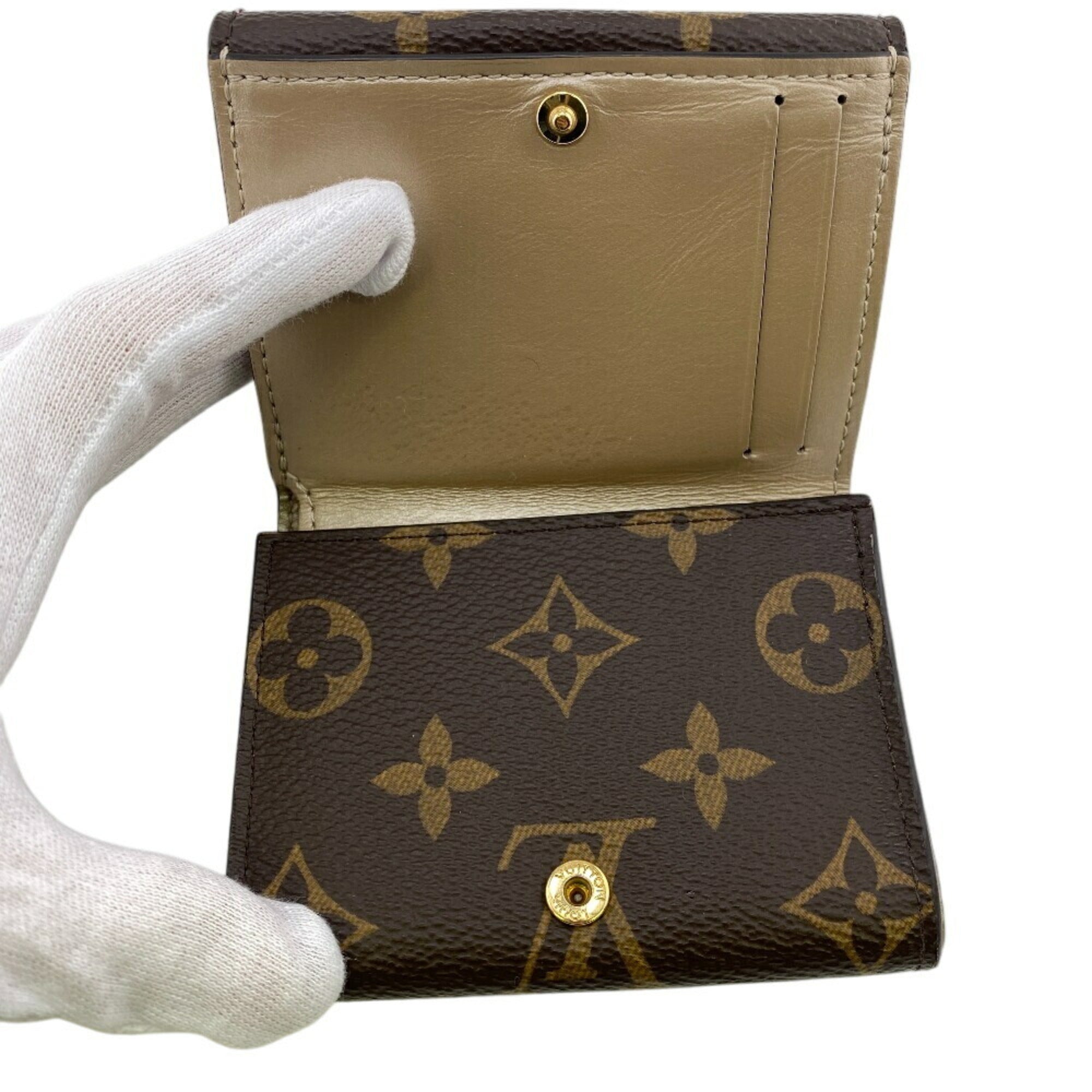 Louis Vuitton Brown Leather Wallet (Tri-Fold) (Pre-Owned)