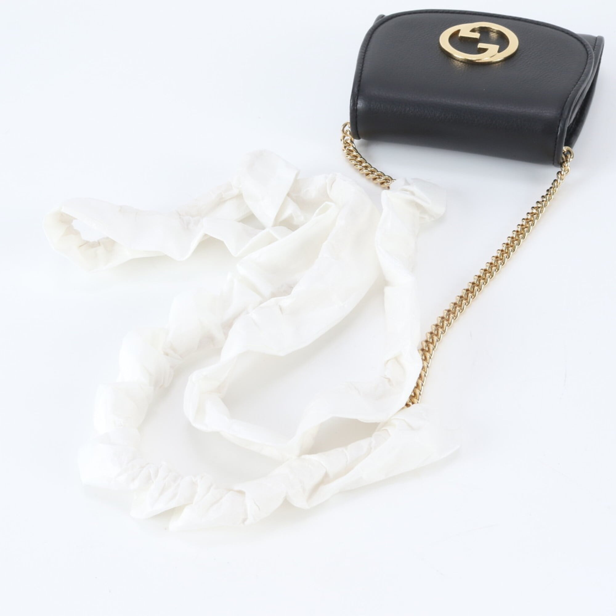 Gucci Black Leather Chain/Shoulder Wallet (Pre-Owned)