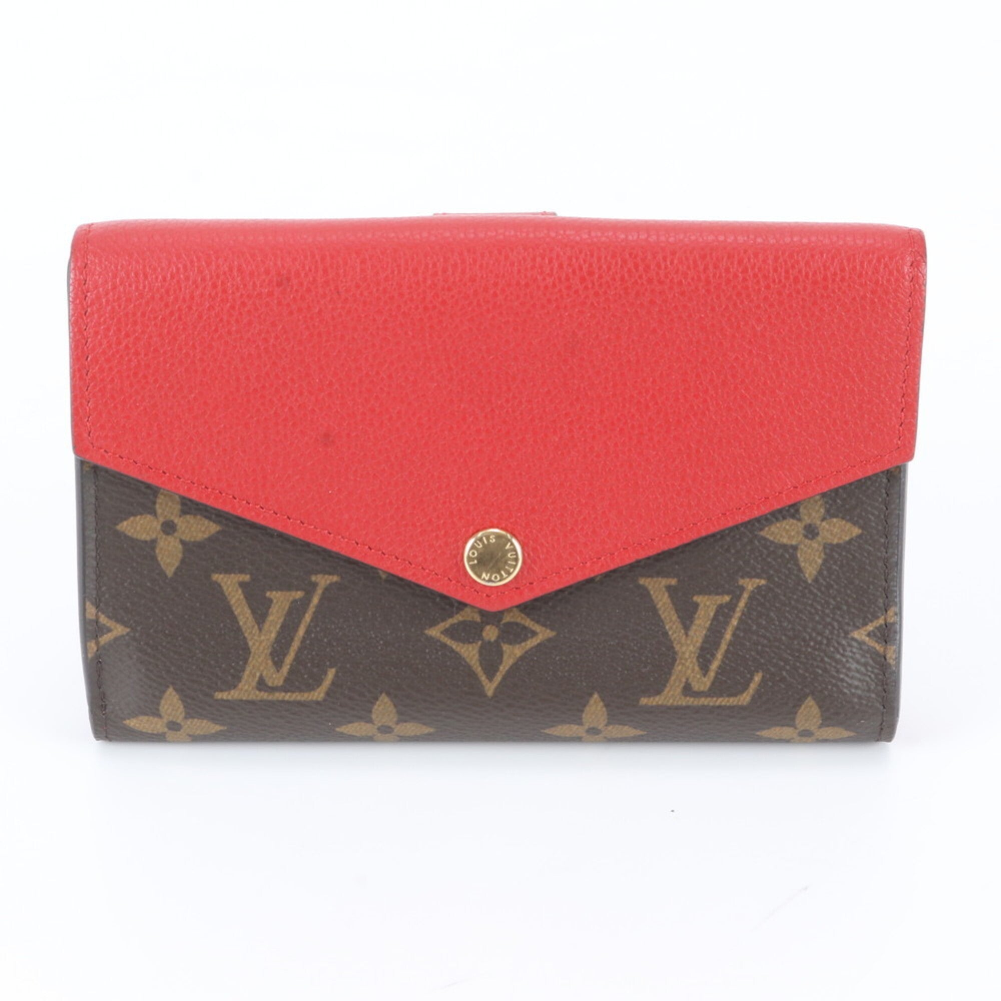 Louis Vuitton Cerise Leather Coated Canvas Wallet (Bi-Fold) (Pre-Owned)