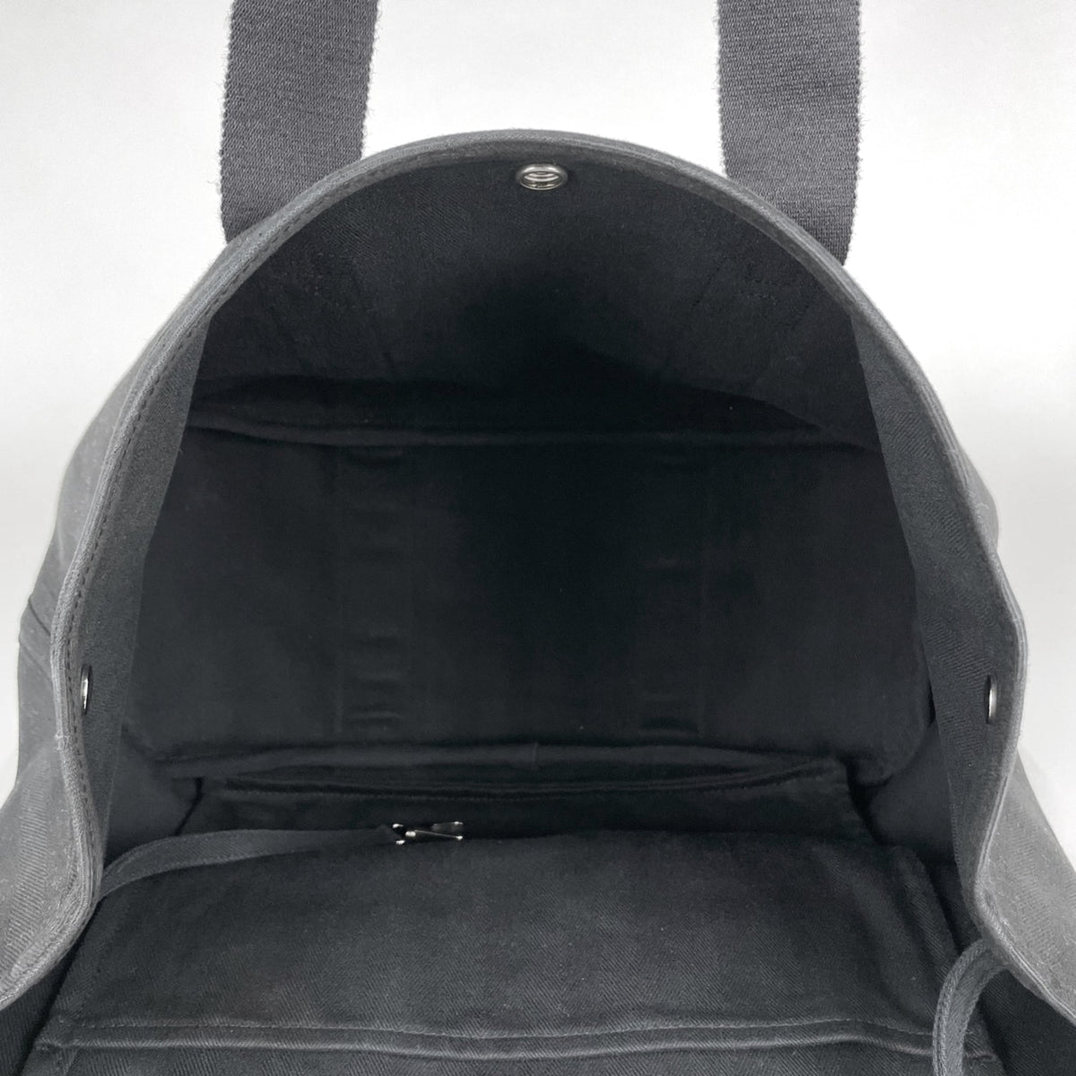 Hermes Black Toile Chevron Evercalf Leather Handbag (Pre-Owned)