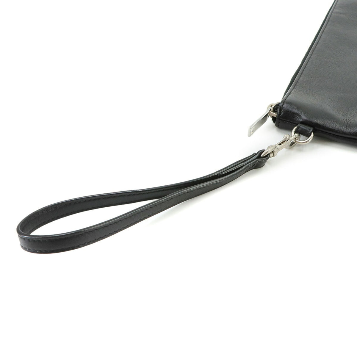 Saint Laurent Black Leather Clutch Bag Handbag (Pre-Owned)