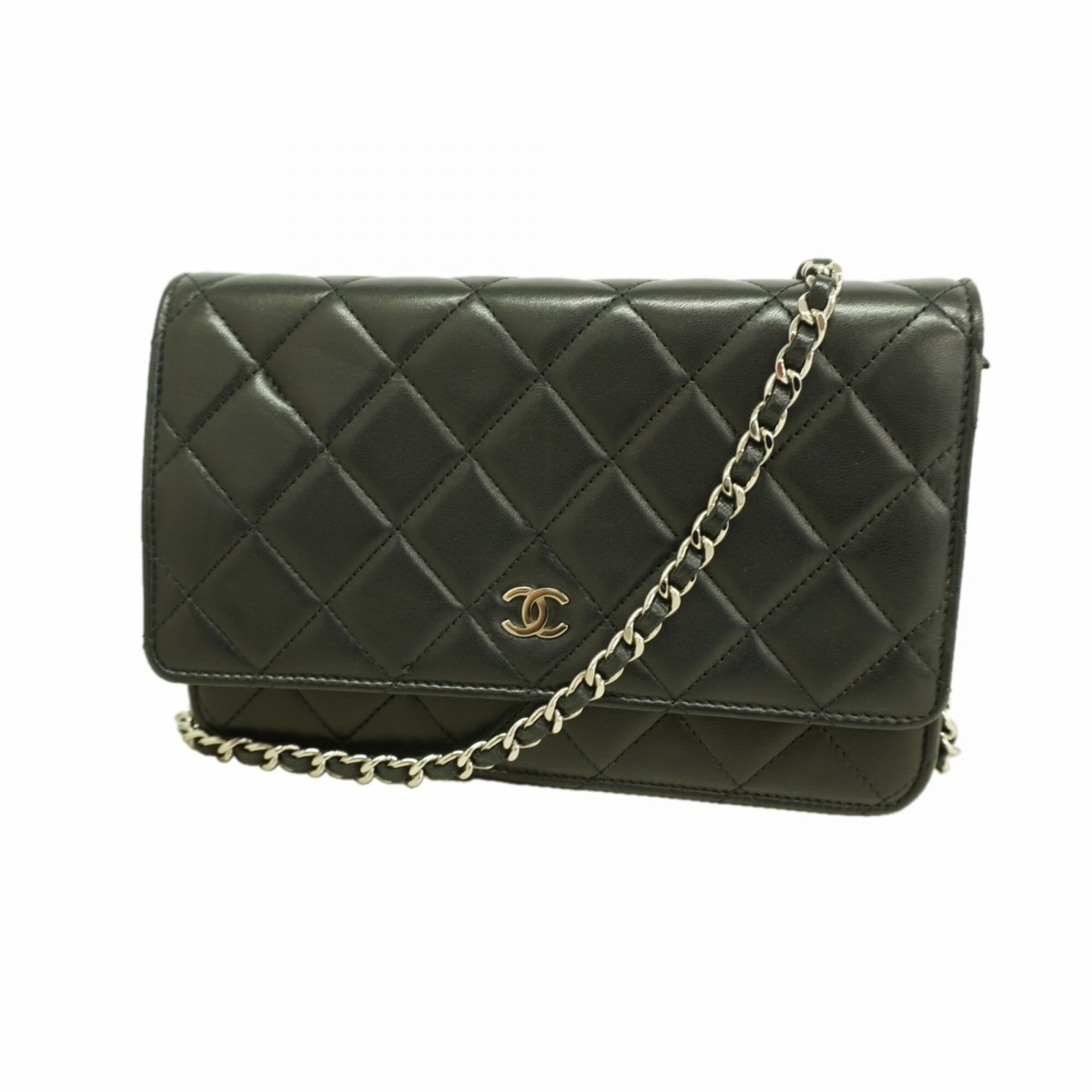 Chanel Black Leather Chain/Shoulder Wallet (Pre-Owned)