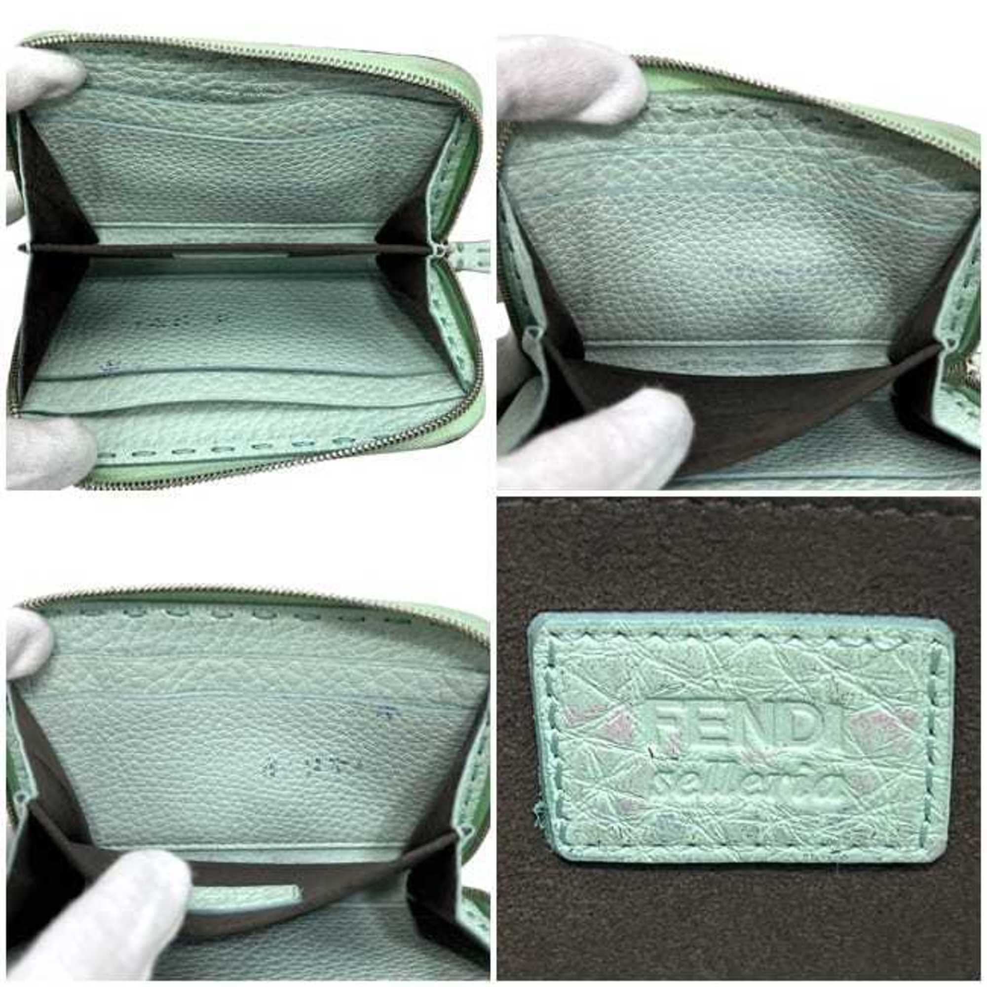 Fendi Light Green Leather Coin Purse/Coin Case (Pre-Owned)