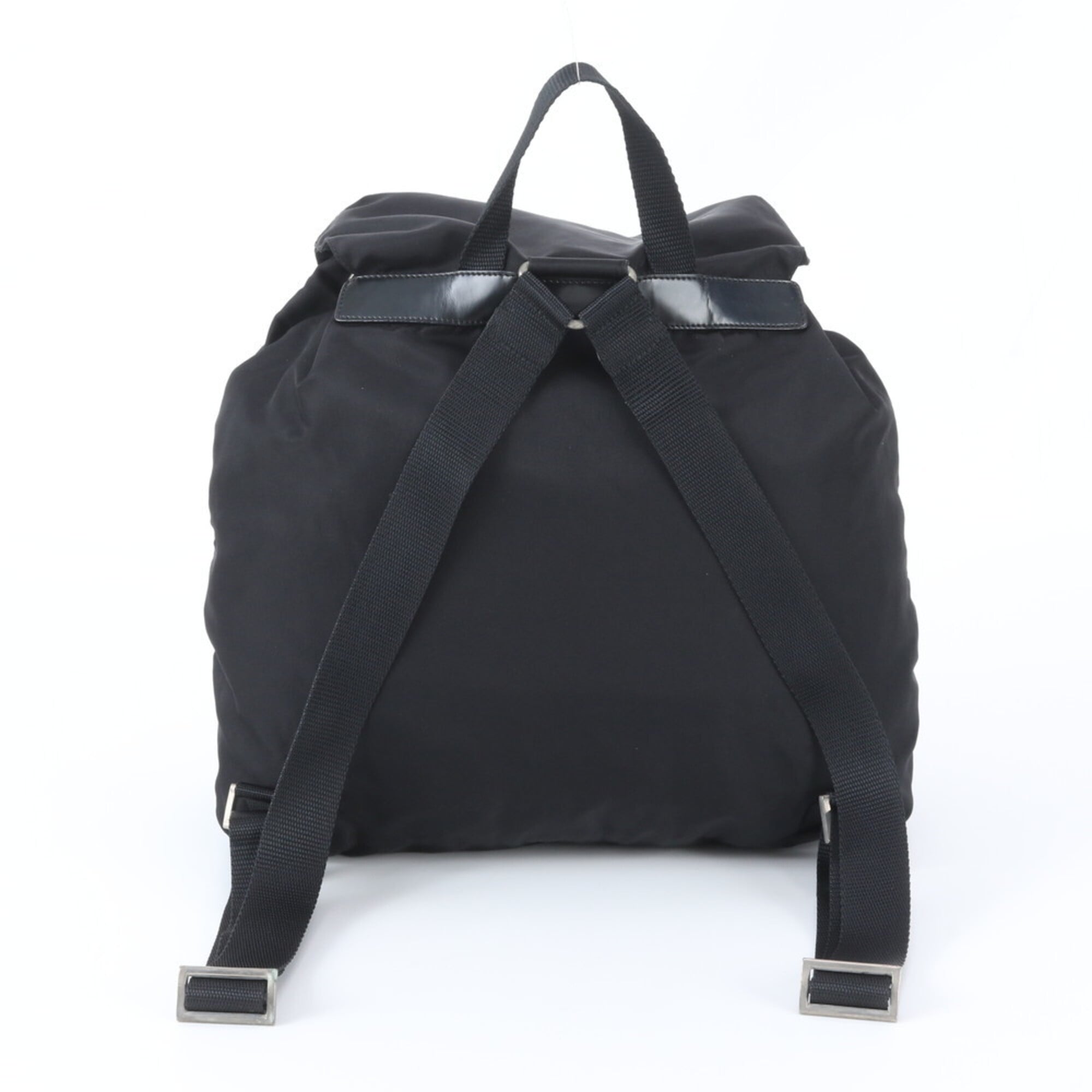 Prada Black Nylon Leather Backpack Handbag (Pre-Owned)