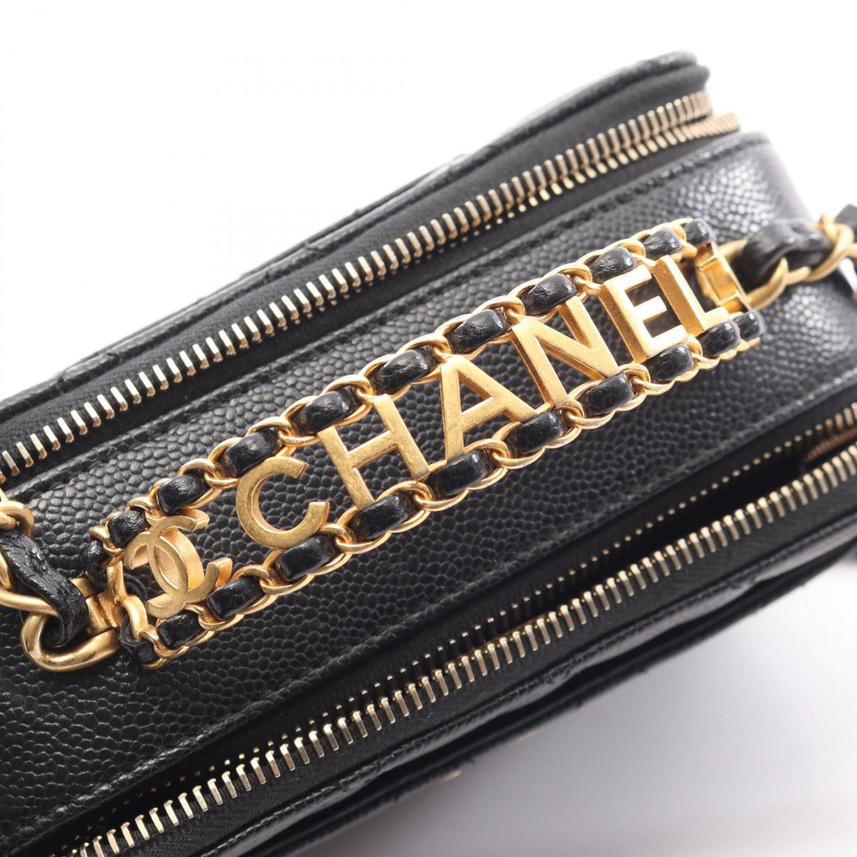 Chanel Matelasse Black Grained Calfskin Handbag Shoulder Bag Vanity Bag (Pre-Owned)