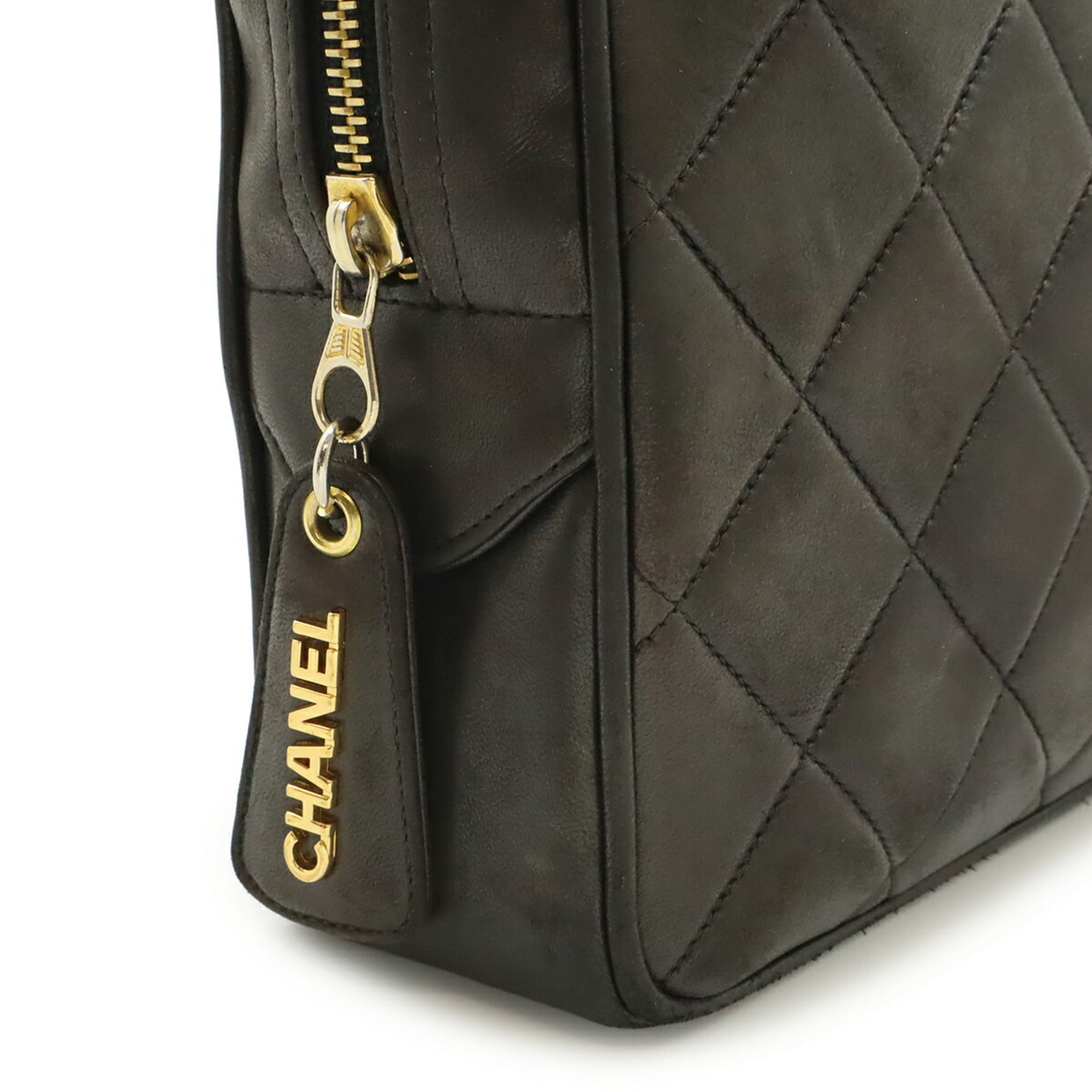 Chanel Matelasse Black Leather Shoulder Bag Tote Bag (Pre-Owned)