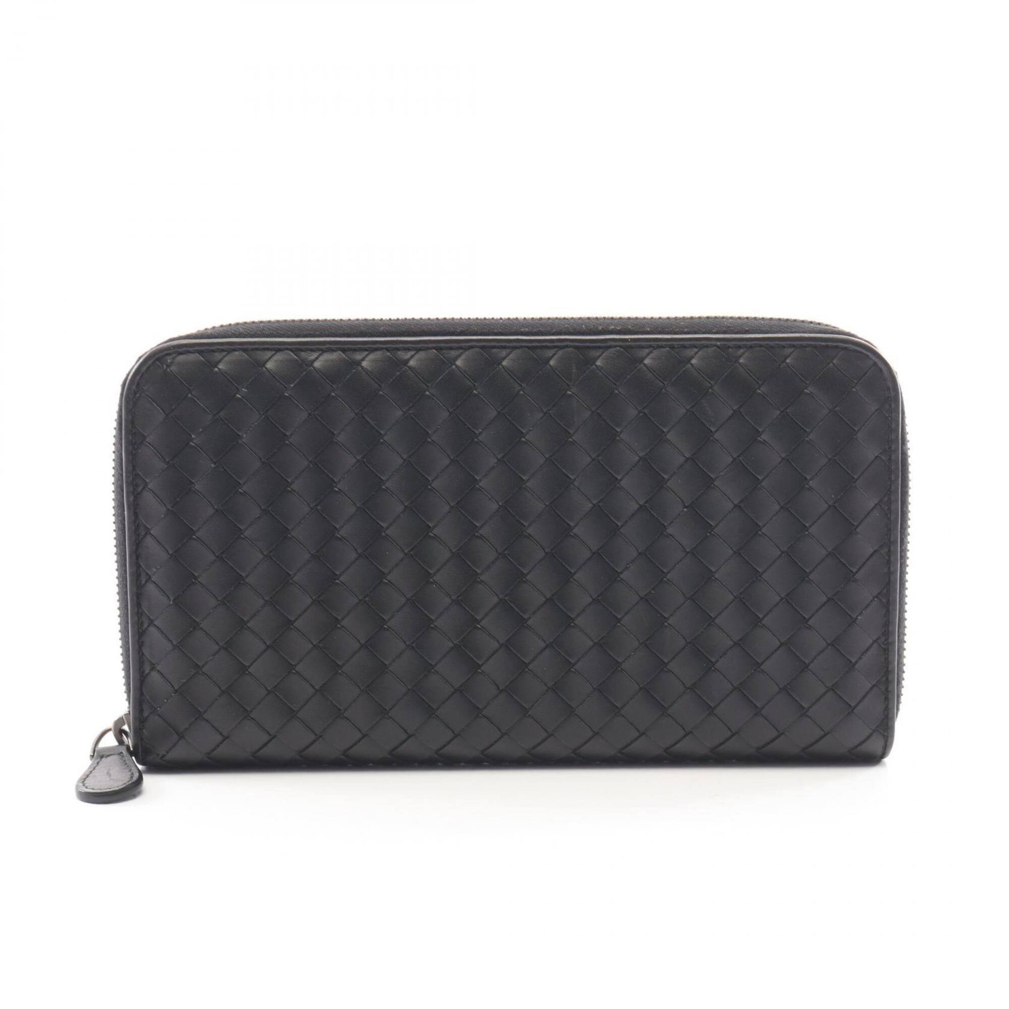 Bottega Veneta Black Leather Long Wallet (Bi-Fold) (Pre-Owned)