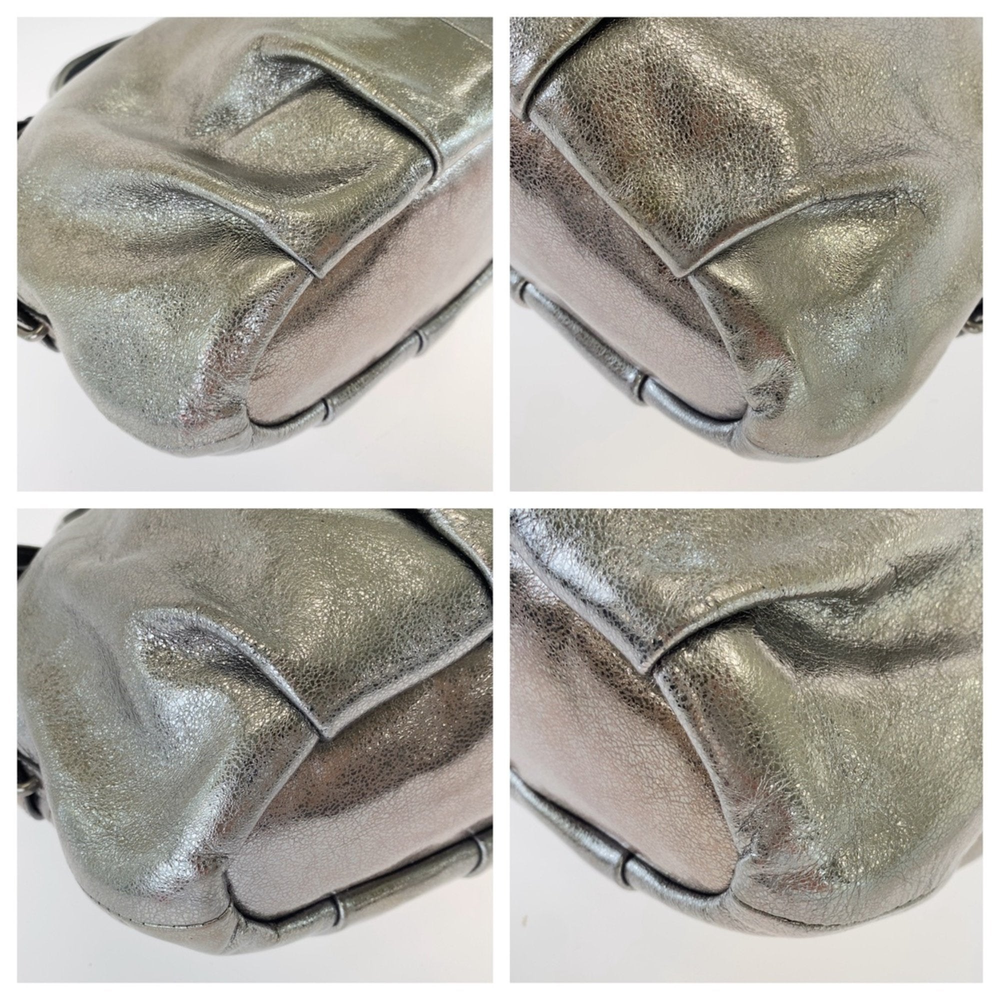 Coach Silver Leather Handbag Tote Bag (Pre-Owned)