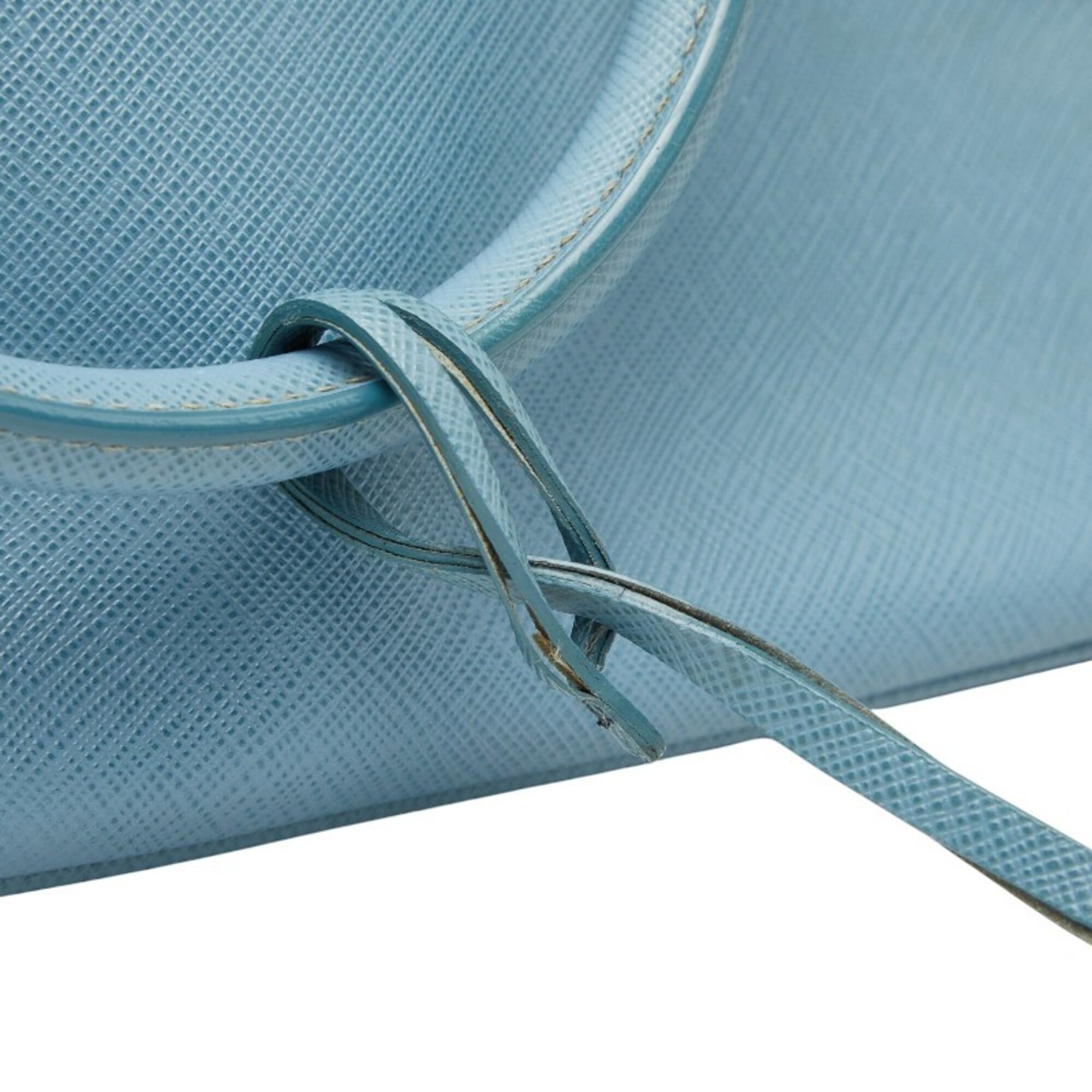 Prada Blue Leather Handbag Shoulder Bag (Pre-Owned)