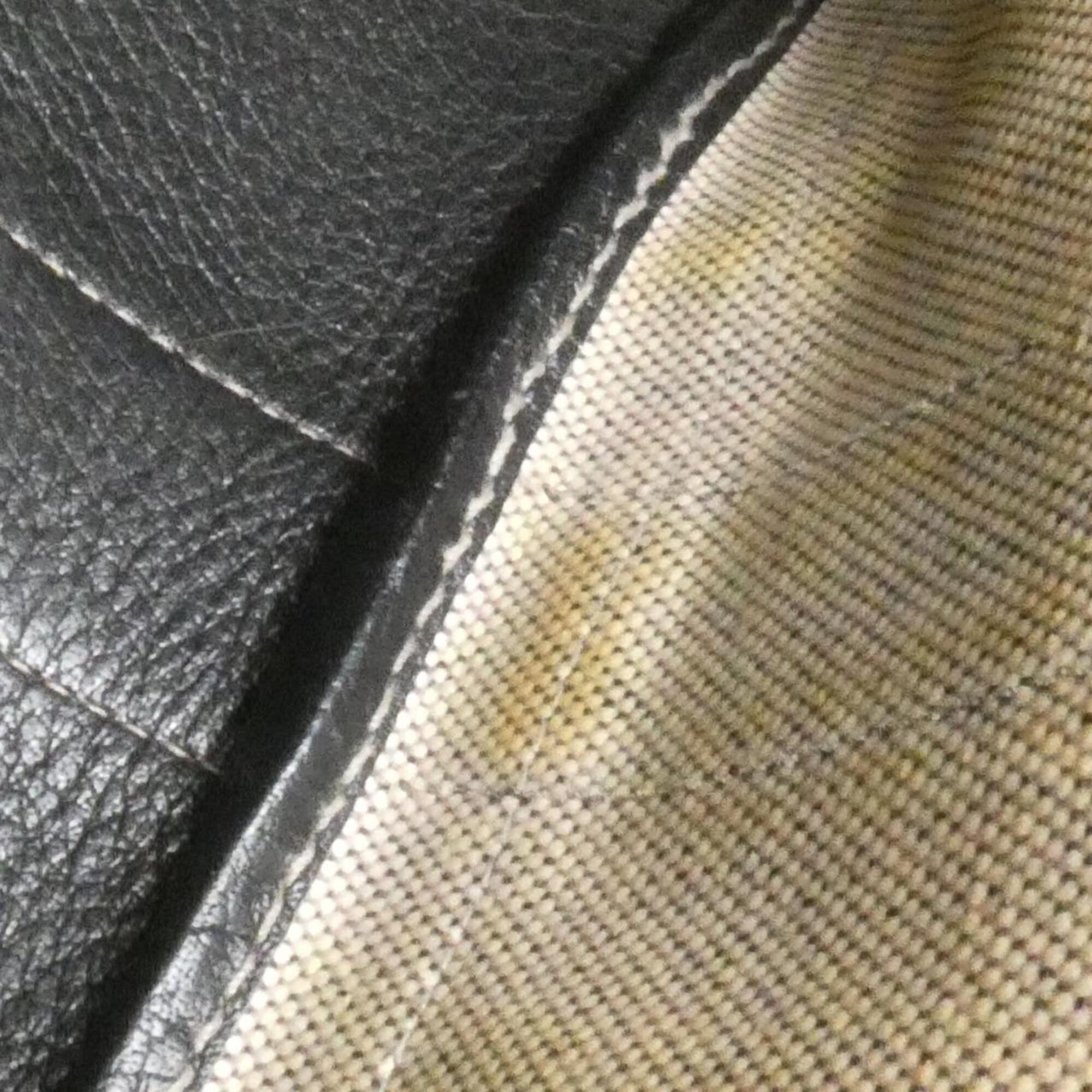 Hermes Black Toile H Buffle Skipper Leather Handbag (Pre-Owned)