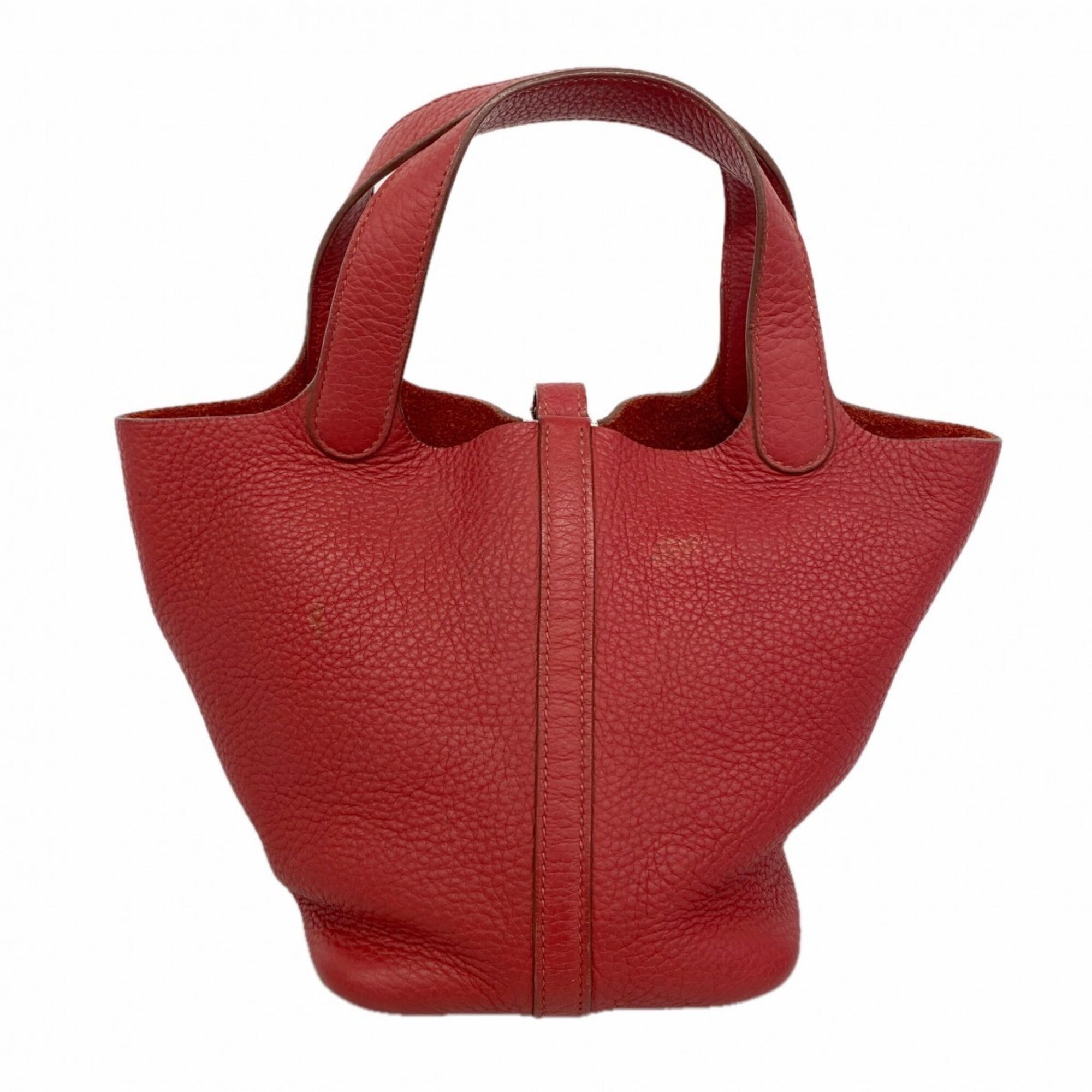 Hermes Rouge Casaque Taurillon Clemence Leather Handbag (Pre-Owned)