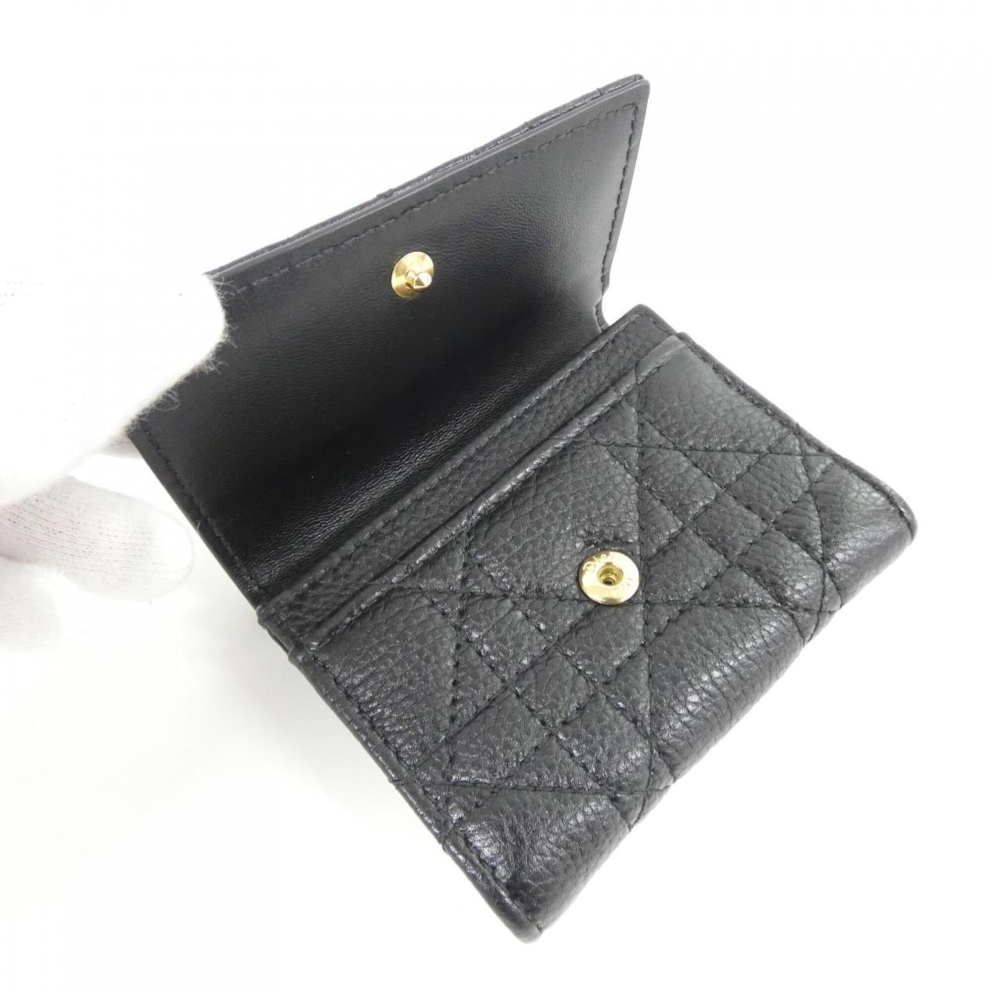 Christian Dior Black Leather Wallet (Tri-Fold) (Pre-Owned)