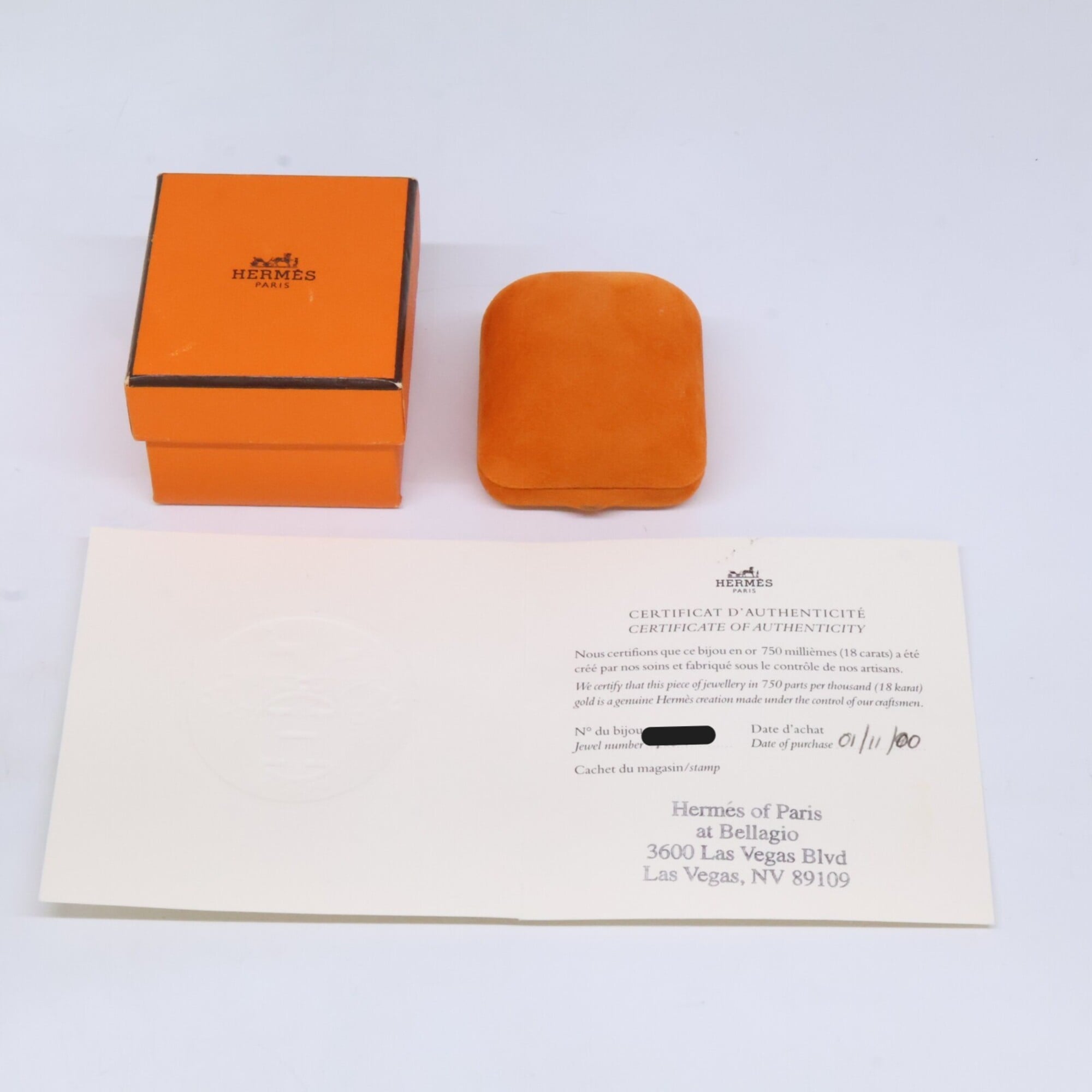 Hermes White White Gold (18K) Band Ring (Pre-Owned)