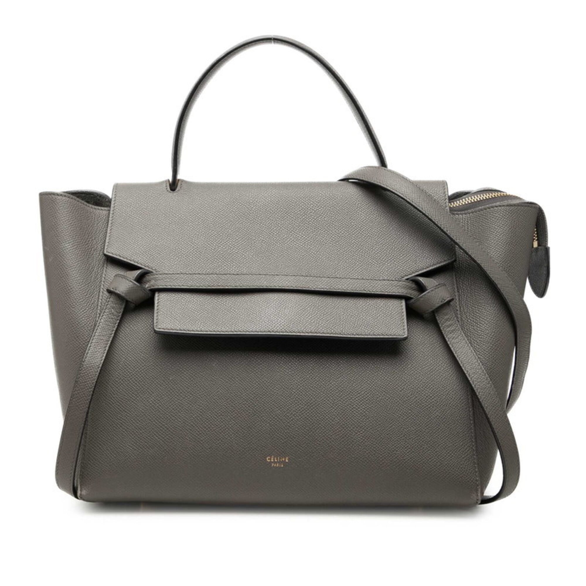 Celine Gray Leather Handbag Shoulder Bag (Pre-Owned)