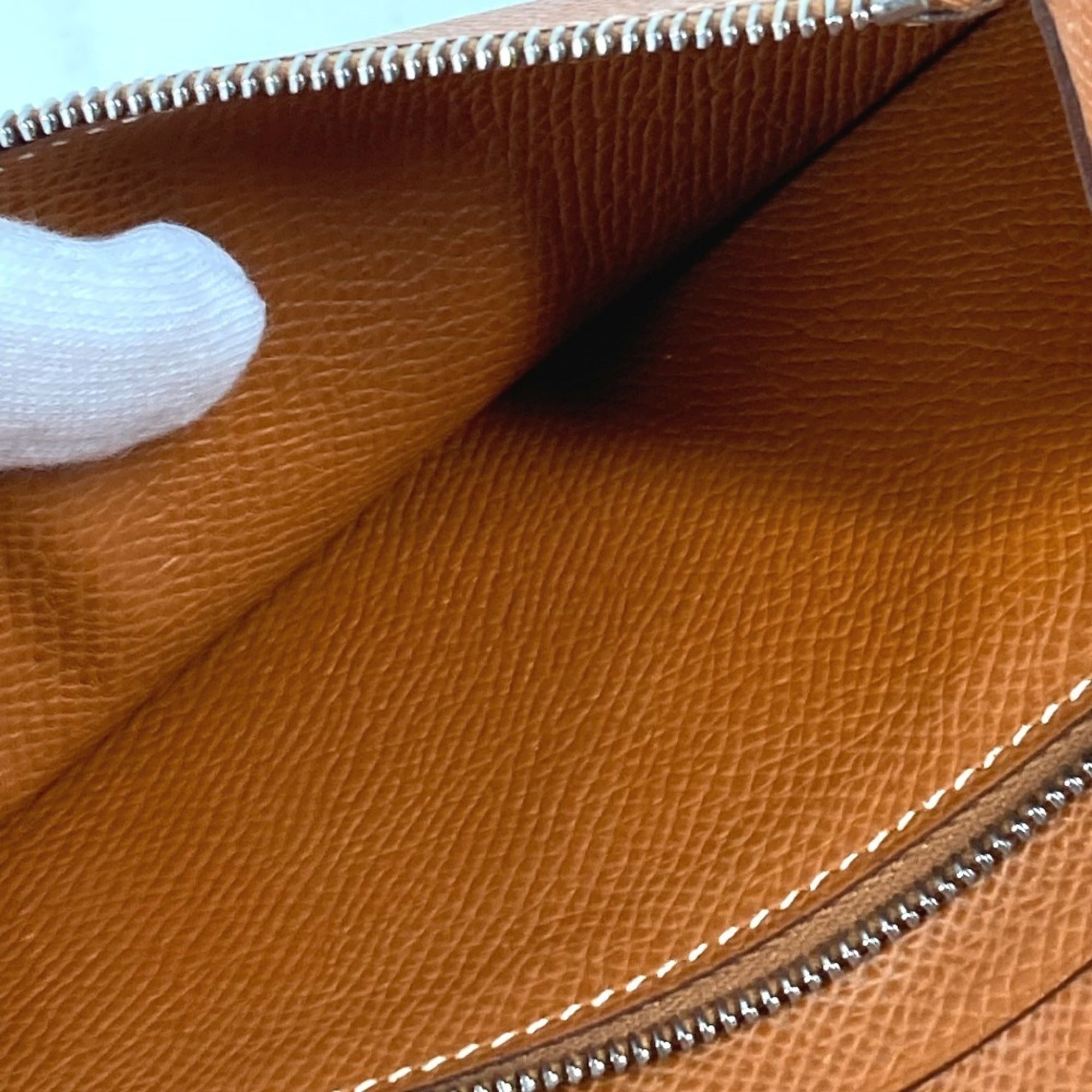 Hermes Azap Gold Leather Long Wallet (Bi-Fold) (Pre-Owned)