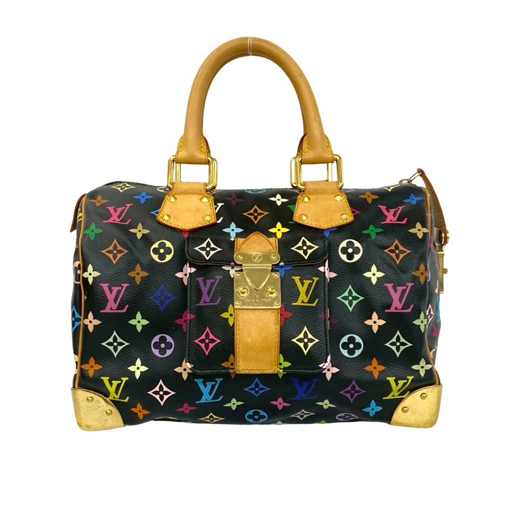 Louis Vuitton Black Multi-Color Leather Pvc Handbag (Pre-Owned)