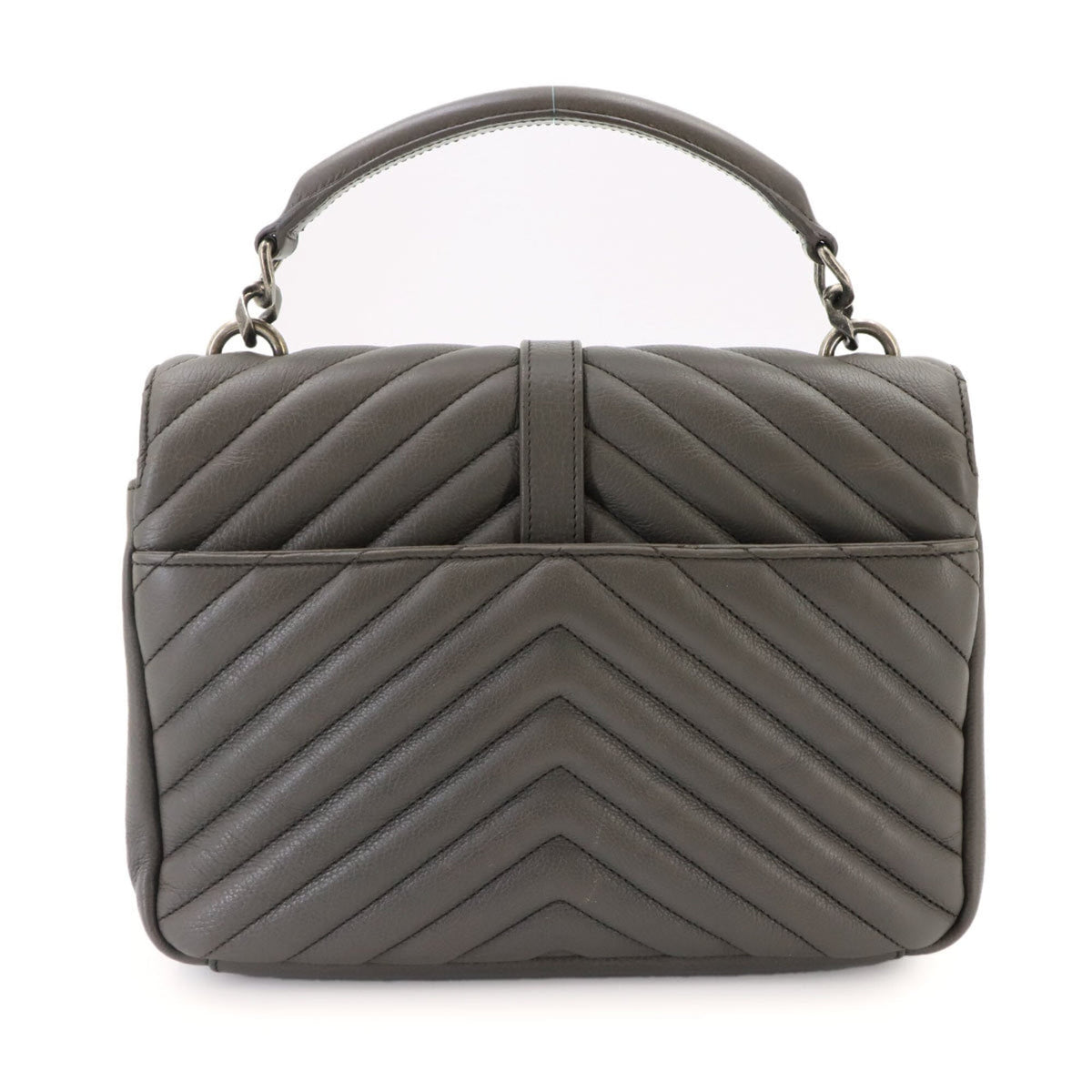 Saint Laurent Gray Leather Handbag Shoulder Bag (Pre-Owned)