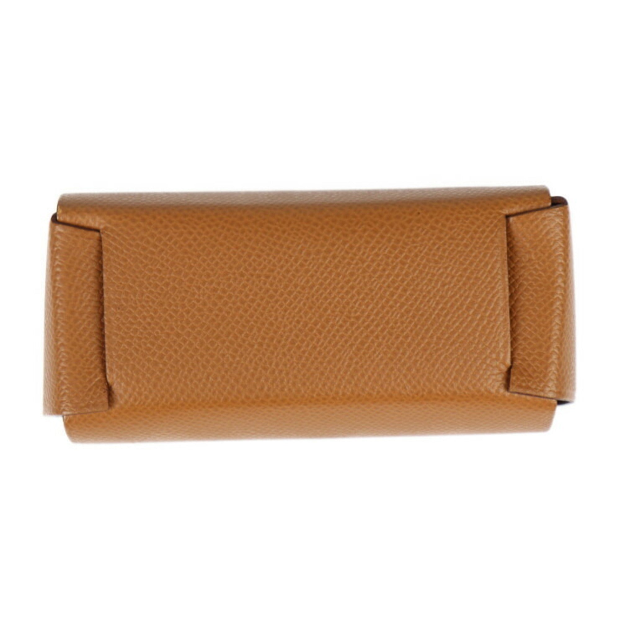 Hermes Brown Gold Brown Leather Wash Bag (Pre-Owned)