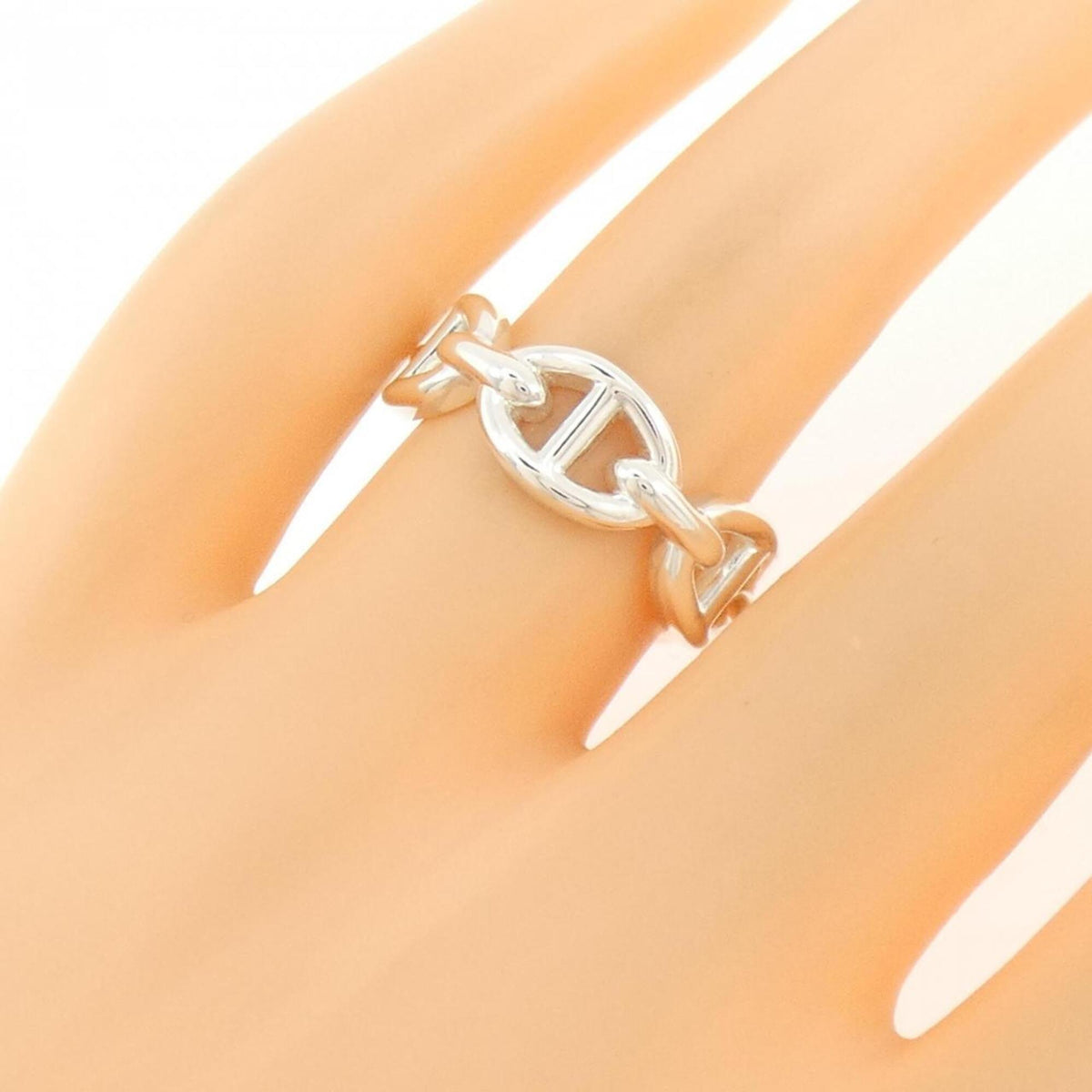 Hermes Silver 925 Band Ring (Pre-Owned)