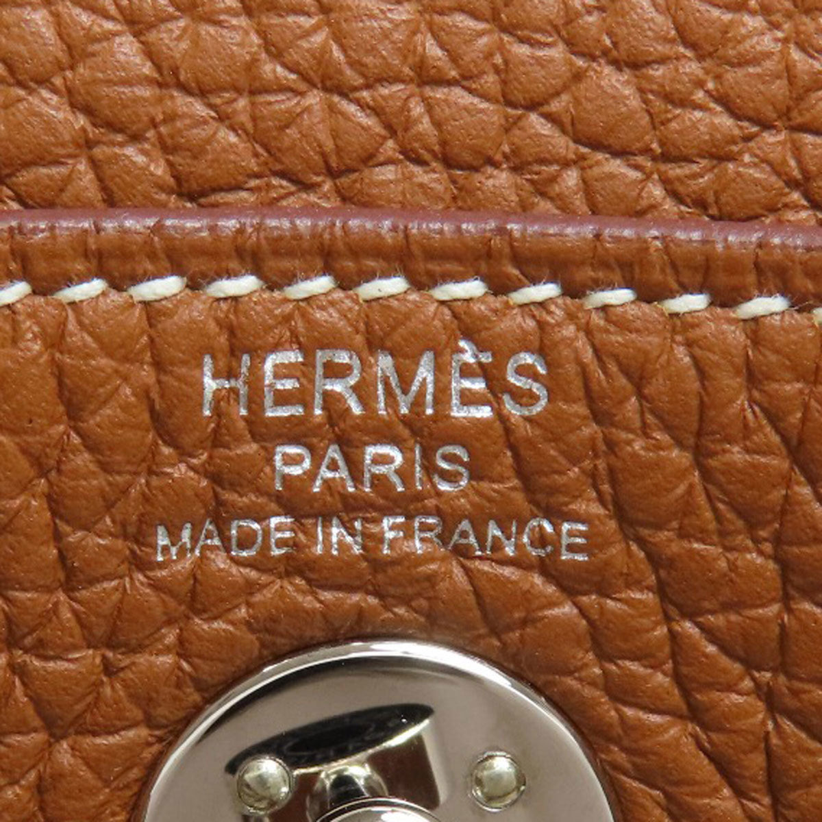 Hermes Gold Taurillon Clemence Leather Handbag (Pre-Owned)